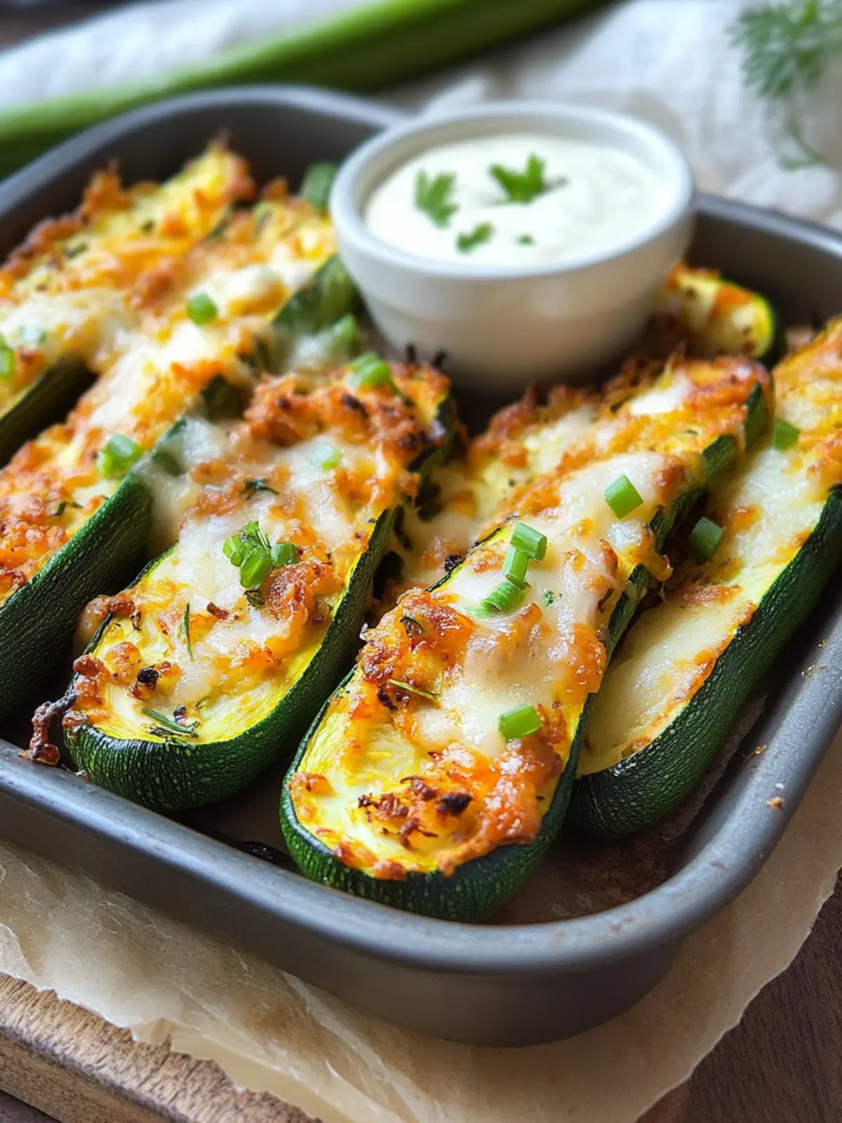 Buffalo-Hähnchen-Zucchini-Boote