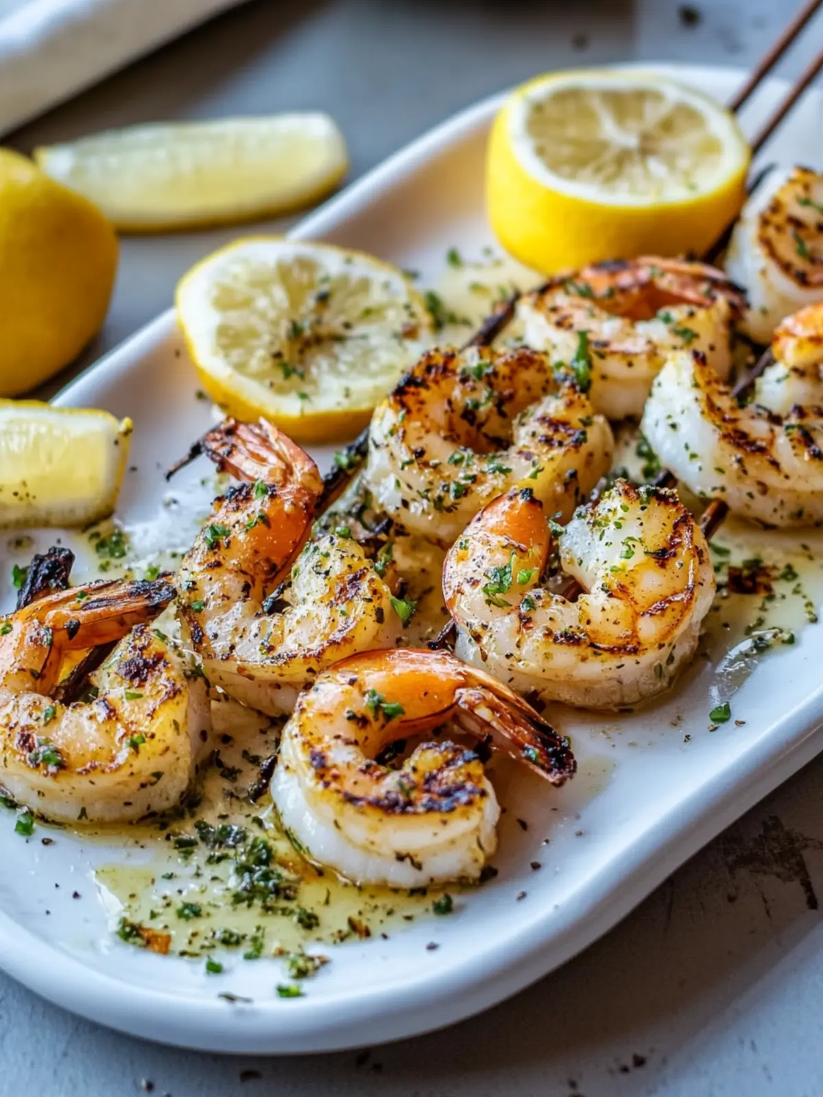 Gegrillte Zitronen-Knoblauch-Garnelenspieße für Genussmomente 2 Gegrillte Zitronen-Knoblauch-Garnelenspieße