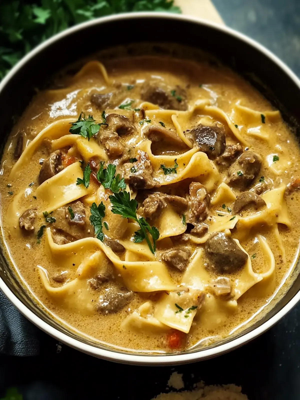 Herzhafte Stroganoff Hack Suppe für kalte Tage genießen 3 Stroganoff Hack Suppe