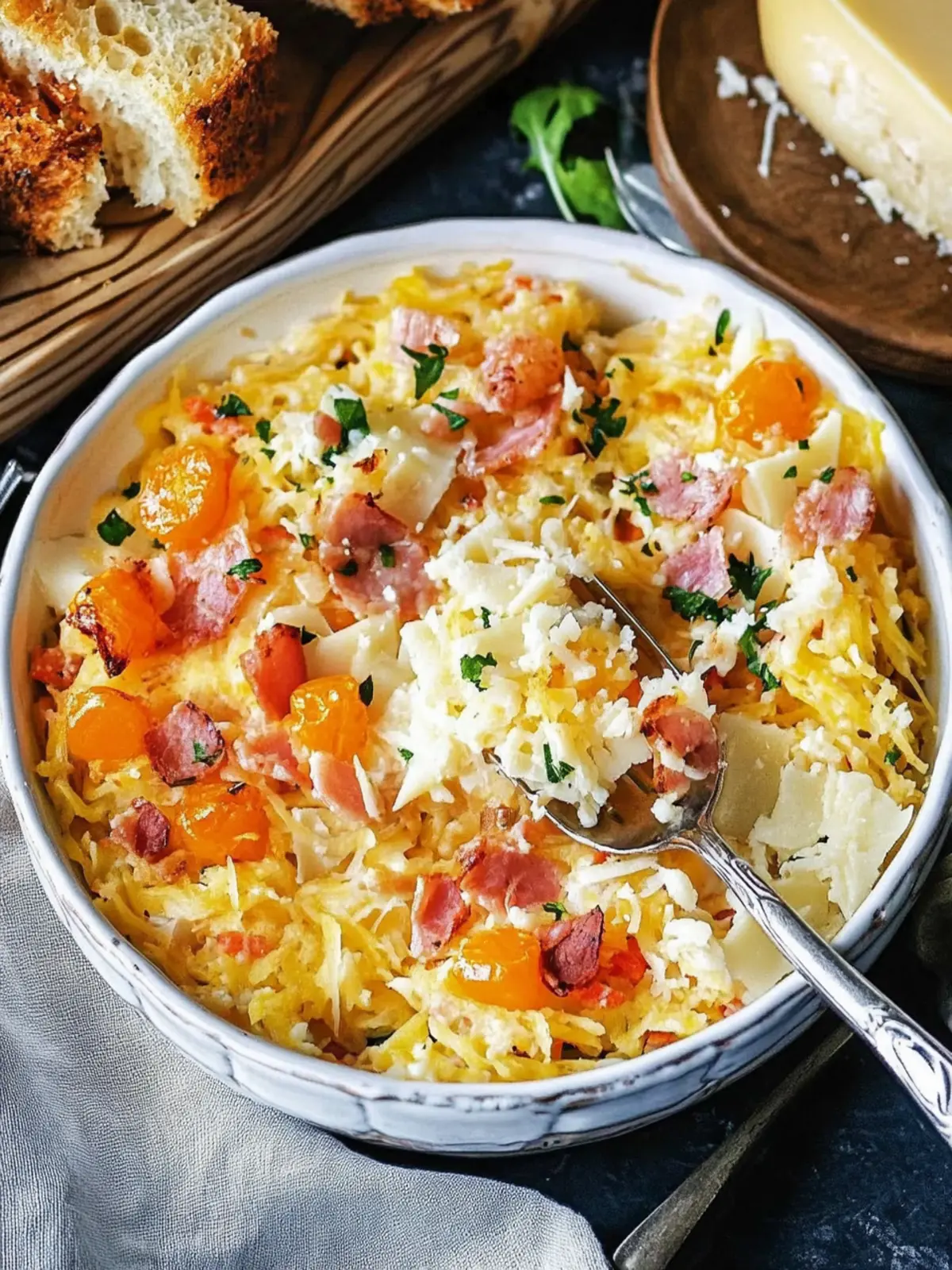 Gebackener Reis mit Schinken und Käse