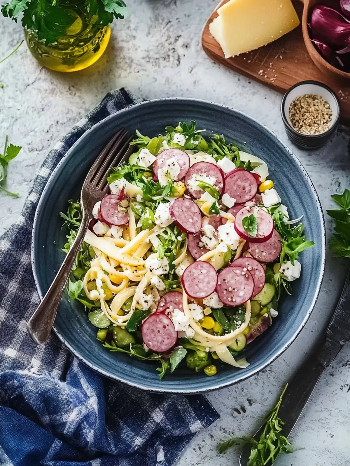 Schweizer Wurstsalat mit Käse und Gürkchen – Schneller Genuss! 4 Schweizer Wurstsalat mit Käse und Gürkchen