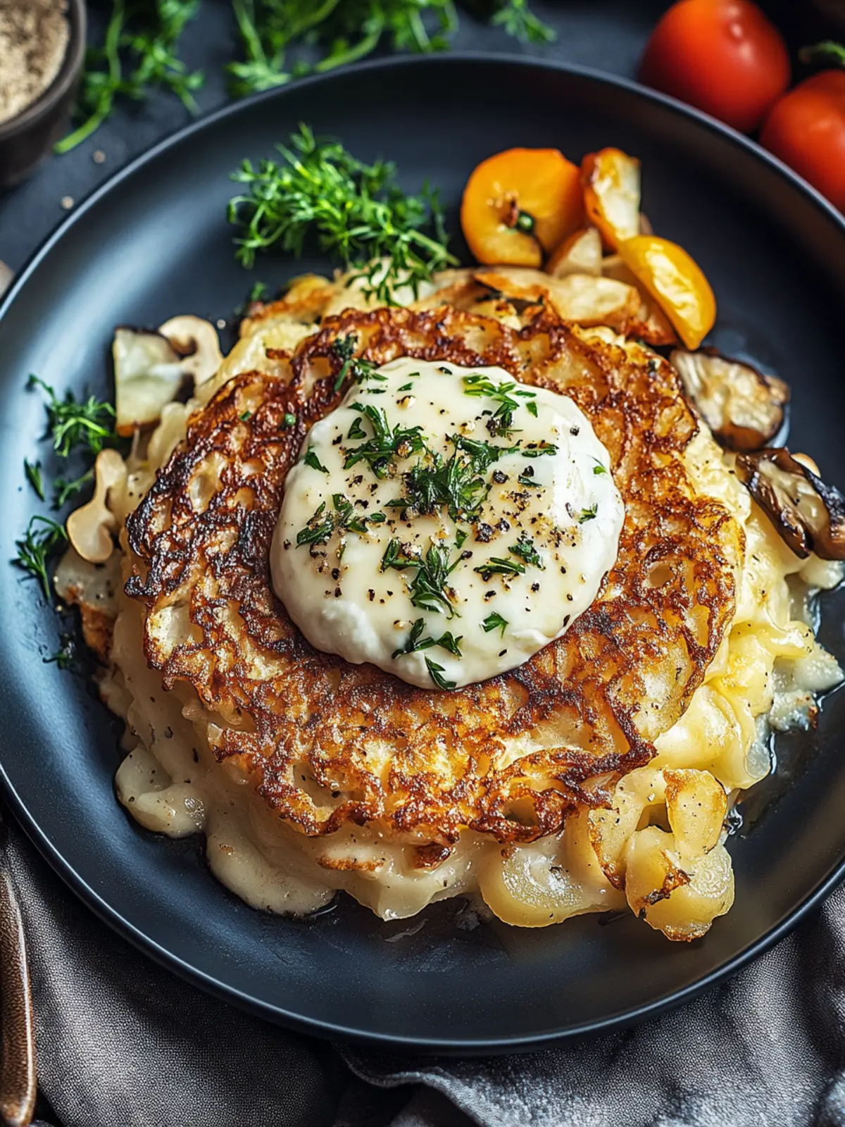 Mozzarella Rösti mit Zwiebel-Pilzrahmsoße – Seelenschmaus für Zuhause 3 Mozzarella Rösti mit Zwiebel-Pilzrahmsoße