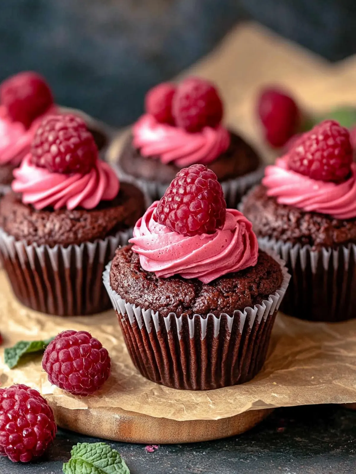 Schokoladen-Himbeer-Cupcakes mit cremiger Ganache-Füllung 4 Schokoladen-Himbeer-Cupcakes