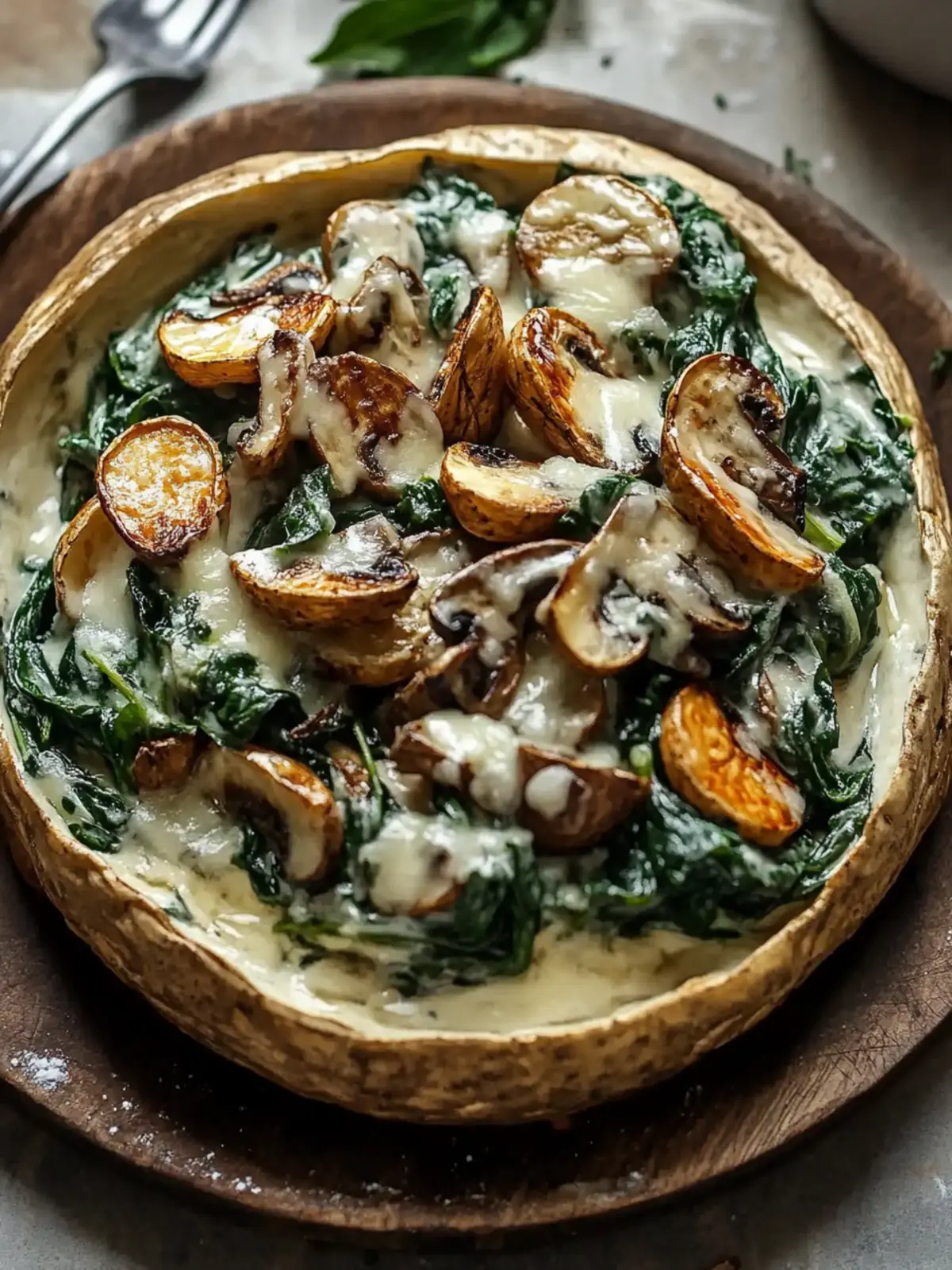 Ofenkartoffeln mit Pilz-Spinat-Füllung fürs gemütliche Dinner 2 Ofenkartoffeln mit Pilz-Spinat-Füllung