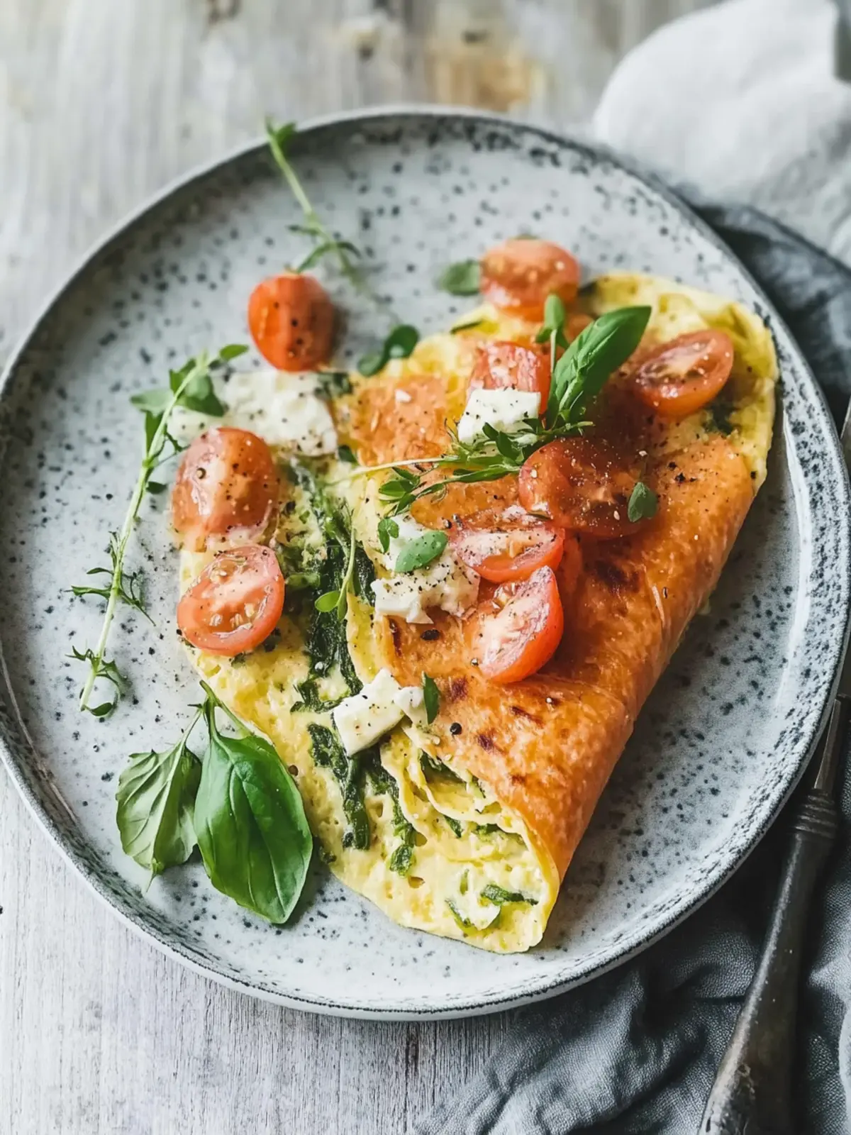 Kräuter-Omelett mit Frischkäse und Räucherlachs: Gesund & Schnell 3 Kräuter-Omelett mit Frischkäse und Räucherlachs