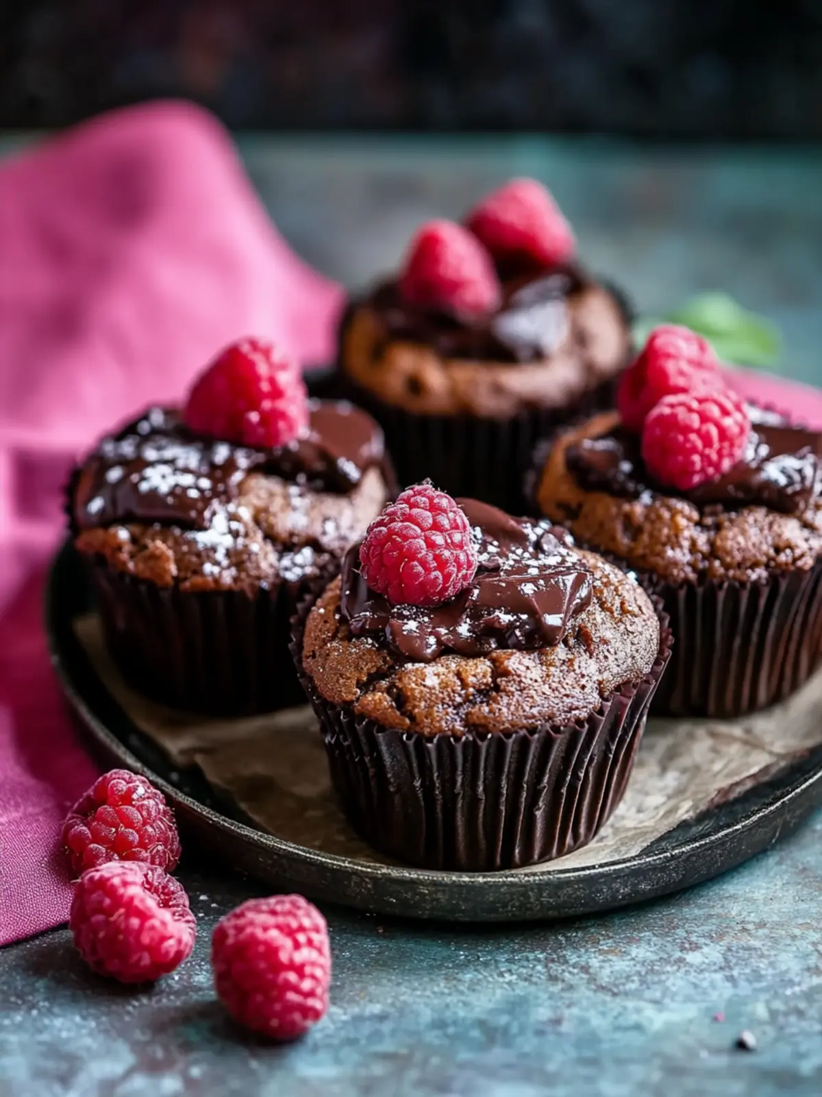 Vegane Doppel-Schokoladen-Himbeer-Muffins für süße Momente 5 Vegane Doppel-Schokoladen-Himbeer-Muffins