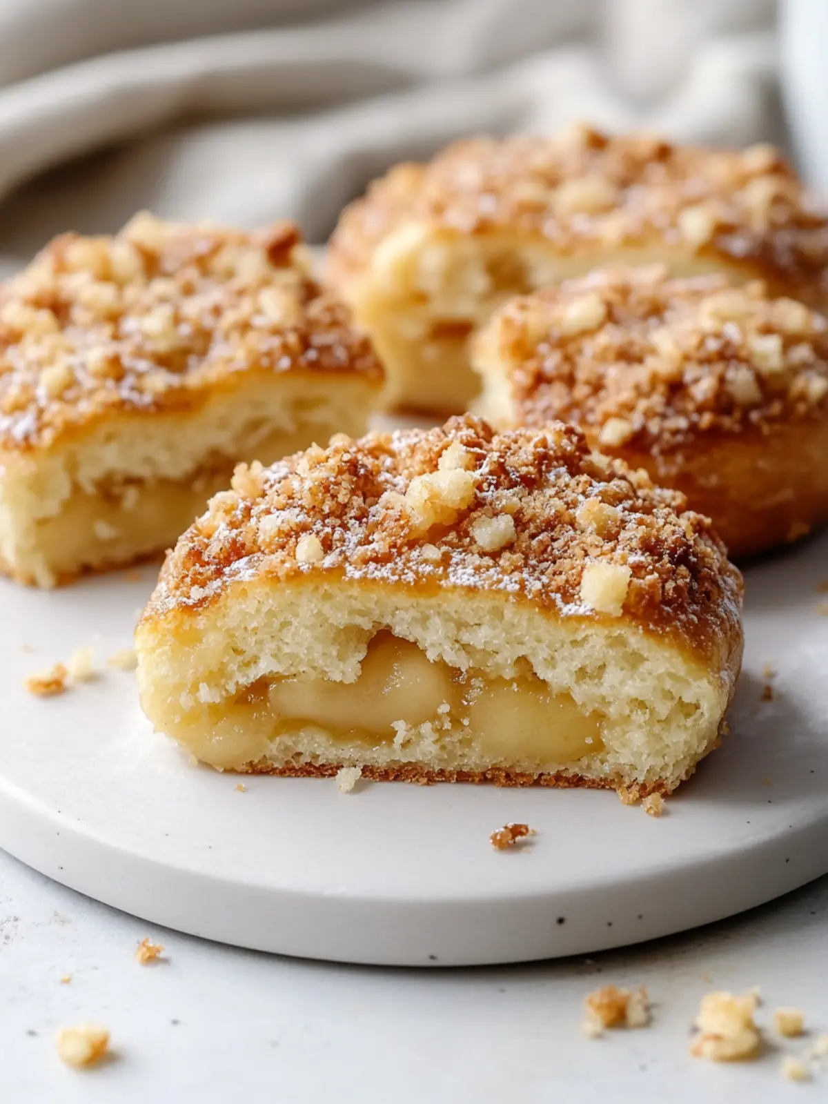 Apfelkäsekuchenbrötchen mit Streuselbelag: Ein Genuss für jede Feier 5 Apfelkäsekuchenbrötchen mit Streuselbelag und süßem Zuckerguss