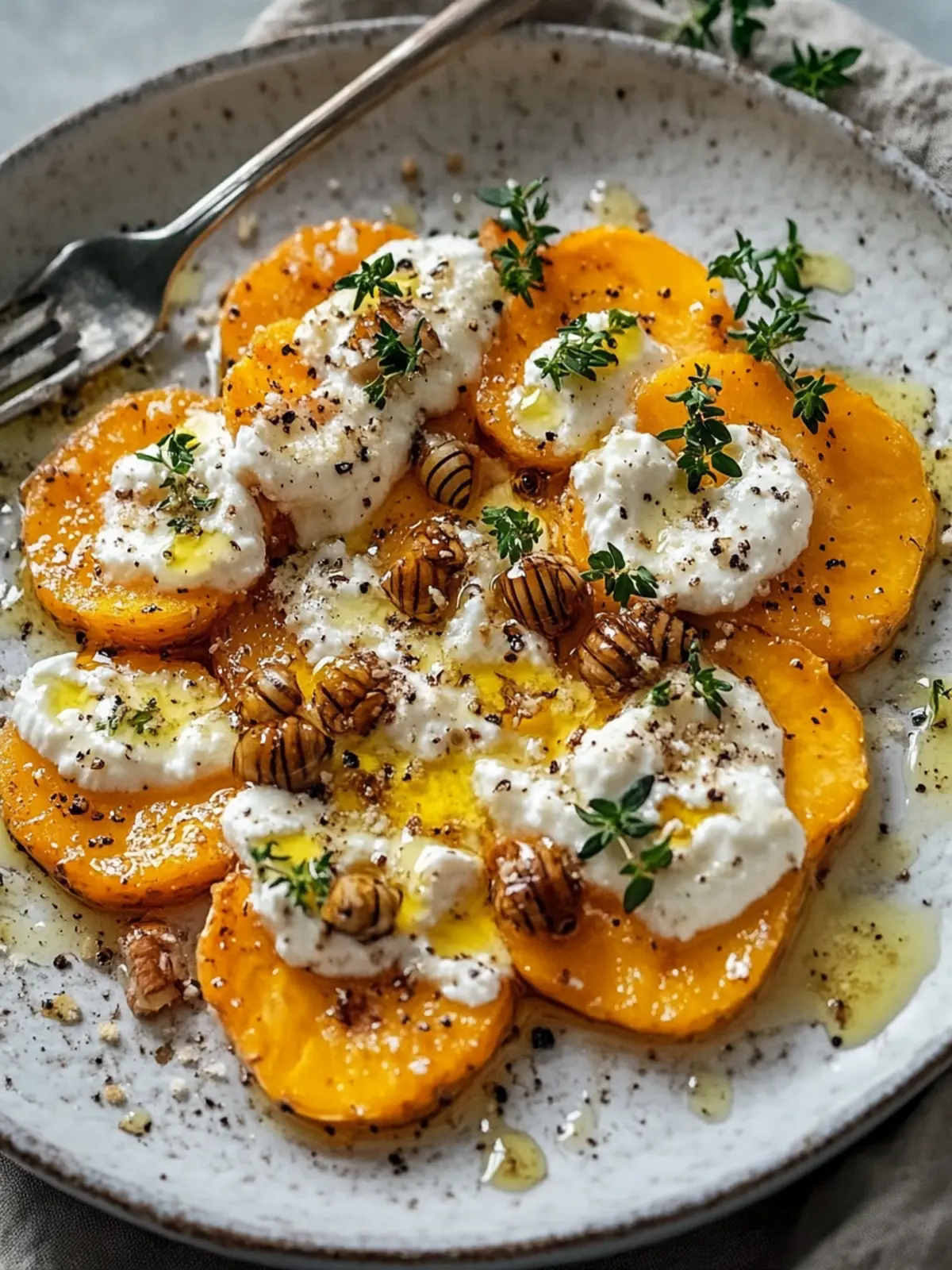 Geröstete Süßkartoffelrunden mit Honig-Feta - Gesund und Lecker 4 Geröstete Süßkartoffelrunden mit Honig-Feta