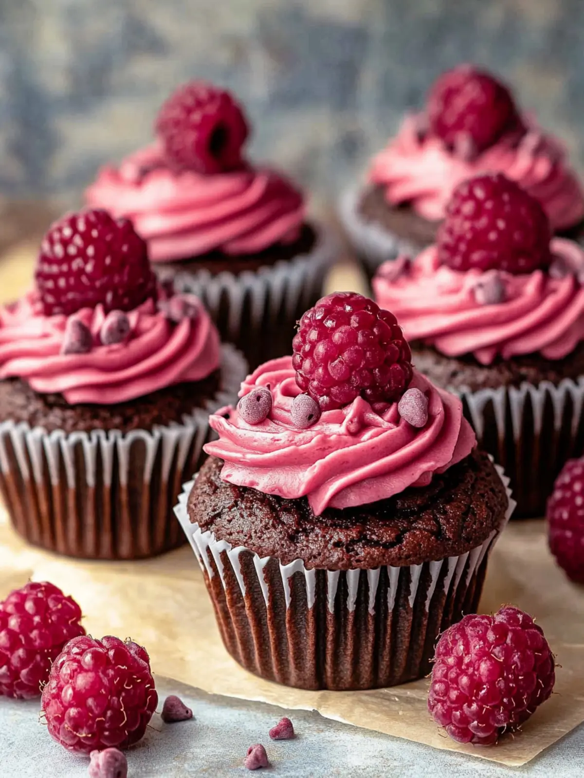 Schokoladen-Himbeer-Cupcakes mit cremiger Ganache-Füllung 5 Schokoladen-Himbeer-Cupcakes