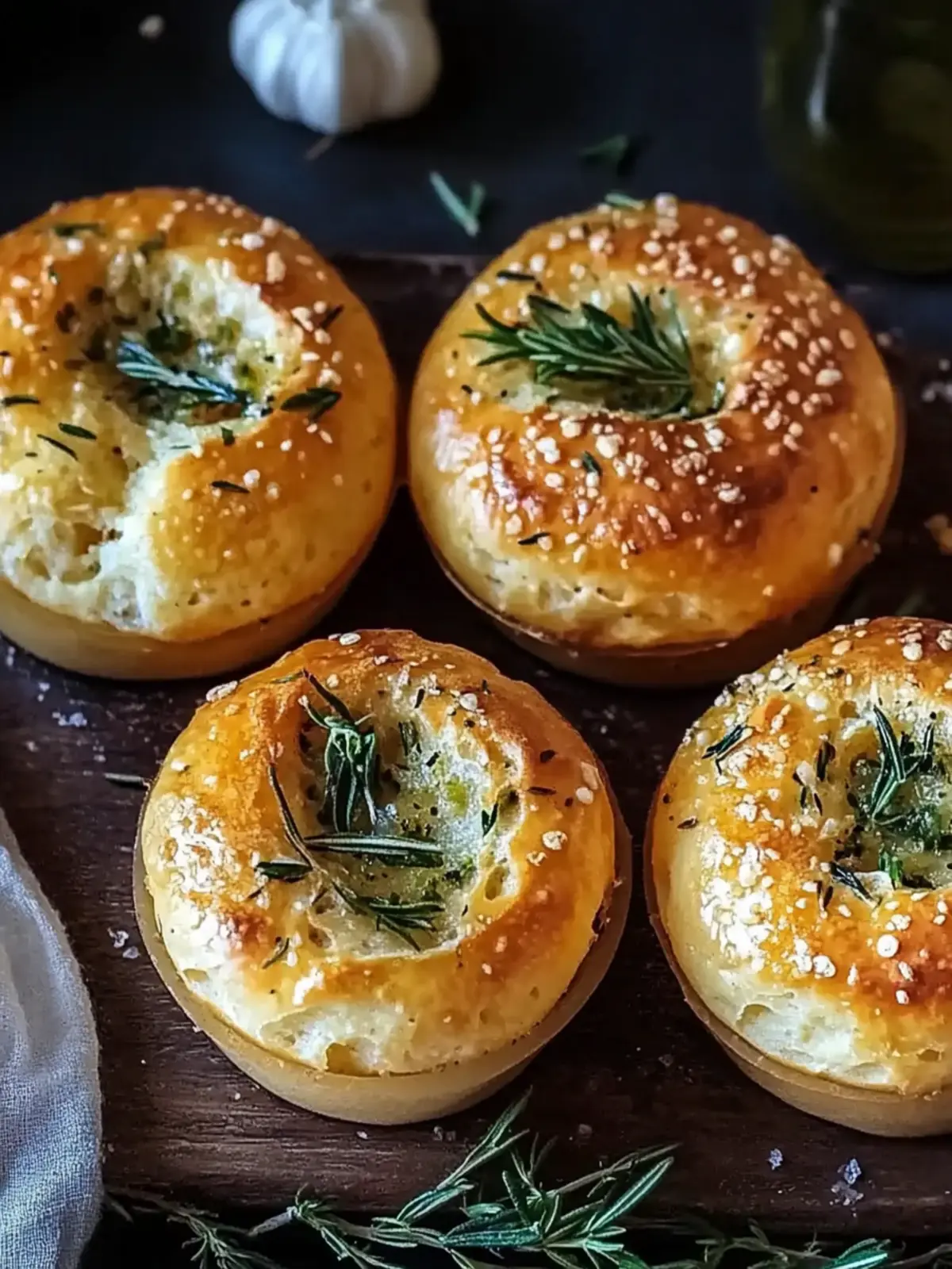 Focaccia-Muffins mit goldbrauner Kruste, Knoblauch & Rosmarin genießen 2 Focaccia-Muffins mit goldbrauner Kruste, Knoblauch und Rosmarin