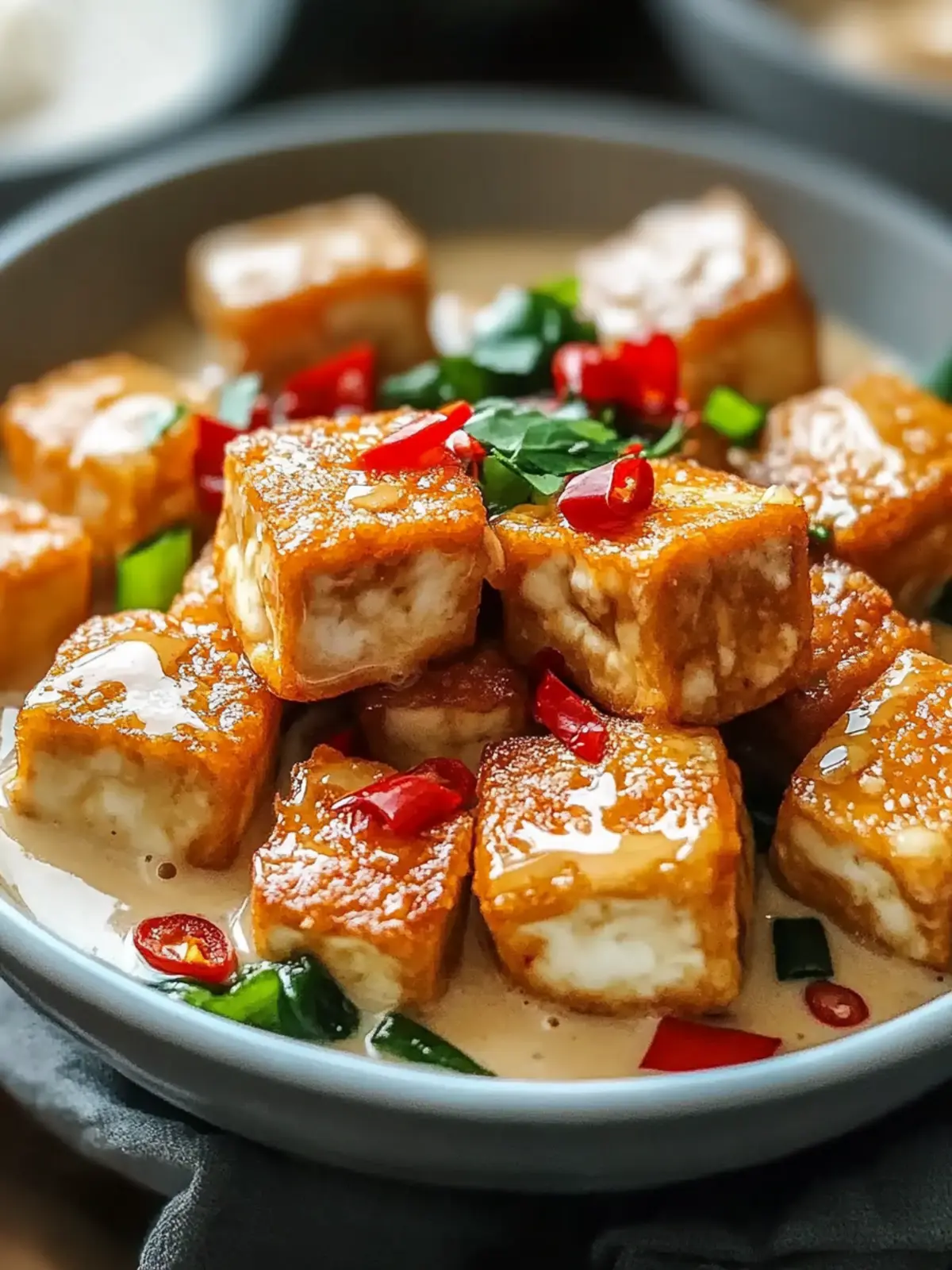 Köstlicher Bang Bang Tofu mit knuspriger Kruste selbst gemacht 4 Delicious Bang Bang Tofu with crispy crust