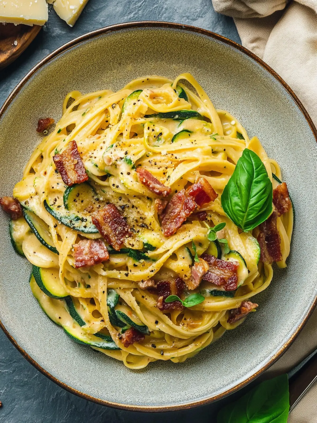 Cremige Zucchini Pancetta Nudeln für schnellen Genuss 2 Zucchini Pancetta Nudeln