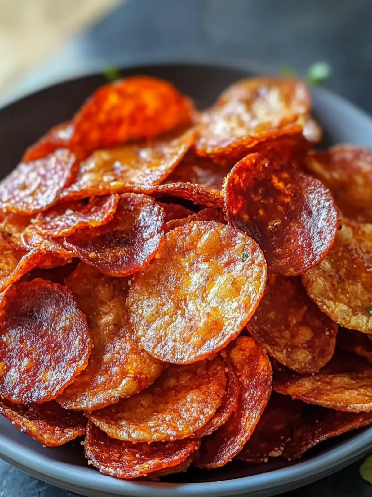 Crispy Luftfryer Peperoni Chips in nur 4 Minuten genießen 2 Crispy Luftfryer Peperoni Chips in nur 4 Minuten