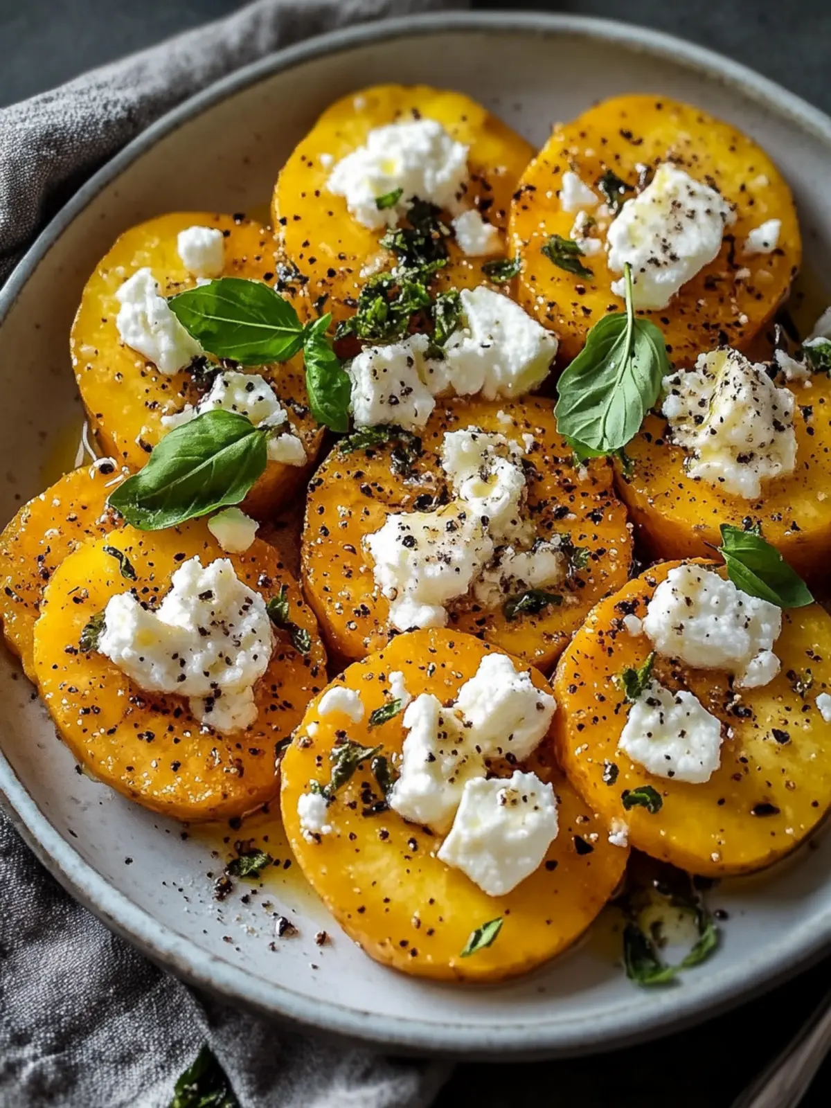 Geröstete Süßkartoffelrunden mit Honig-Feta - Gesund und Lecker 2 Geröstete Süßkartoffelrunden mit Honig-Feta