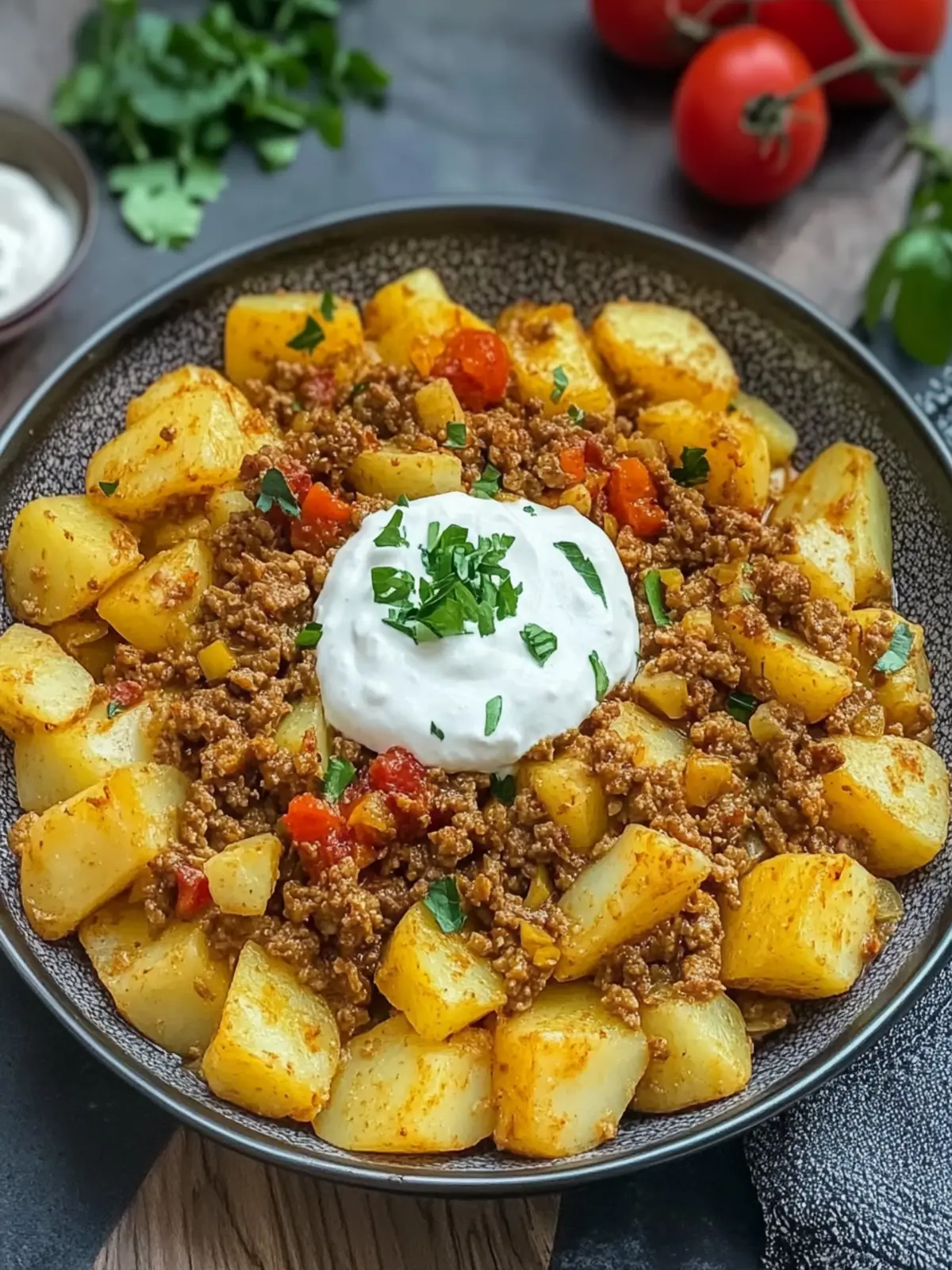 Knusprige Kartoffeln mit Hackfleisch und Joghurt für jeden Abend 5 Crispy potatoes with minced meat and yogurt