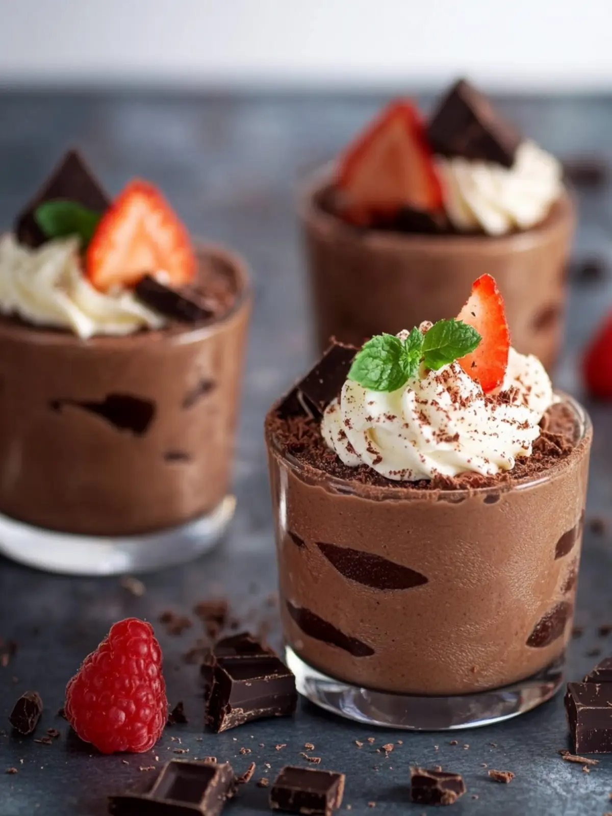 Kleine Schoko-Mousse-Törtchen mit Erdbeeren zum Verlieben 2 Kleine Schoko-Mousse-Törtchen