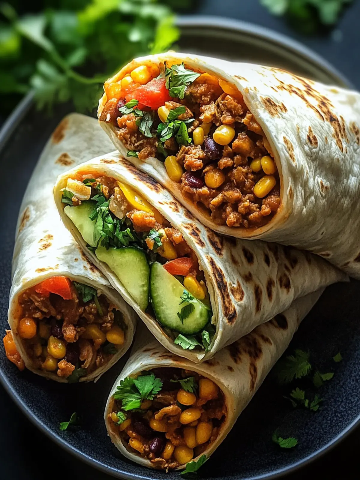 Vegetarische Burritos mit Linsen und Walnüssen für jeden Tag 4 Vegetarische Burritos mit Linsen und Walnüssen