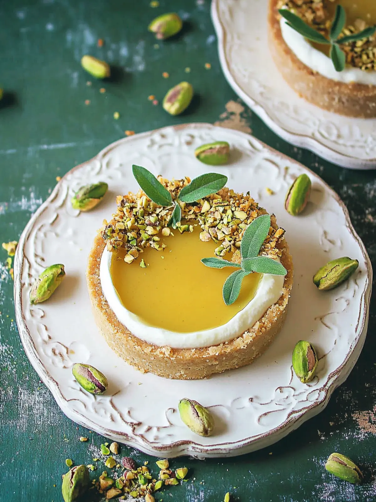 Lemon Tart mit zarten Pistazien-Knusperblättern zaubern Freude 3 Lemon tart with delicate pistachio crunch leaves