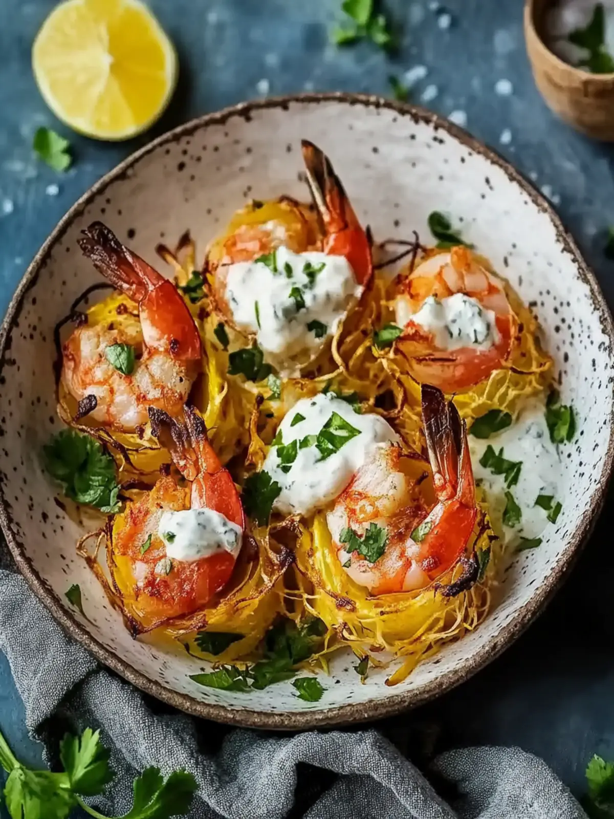 Knusprige Kartoffelnester mit Krabben und Sauerrahm genießen 5 Kartoffelnester mit Krabben und Sauerrahm