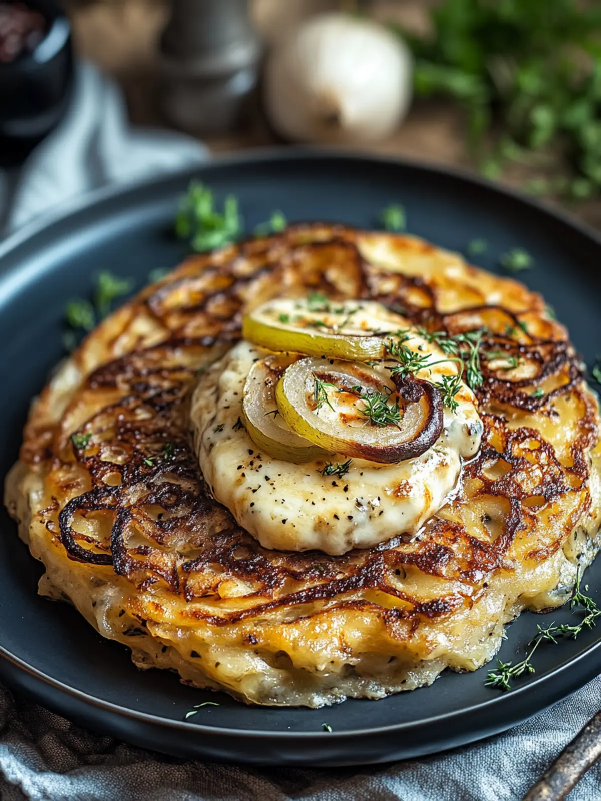 Mozzarella Rösti mit Zwiebel-Pilzrahmsoße – Seelenschmaus für Zuhause 5 Mozzarella Rösti mit Zwiebel-Pilzrahmsoße