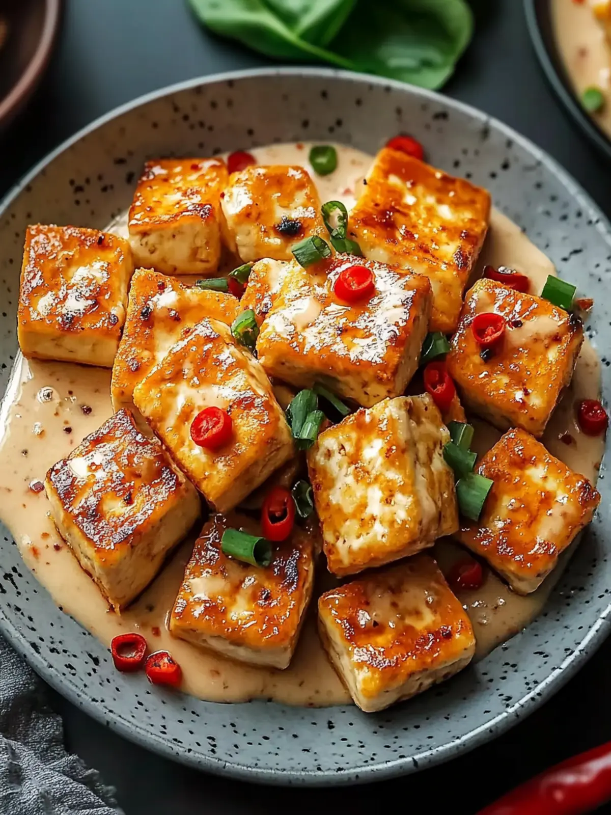 Köstlicher Bang Bang Tofu mit knuspriger Kruste selbst gemacht 3 Delicious Bang Bang Tofu with crispy crust