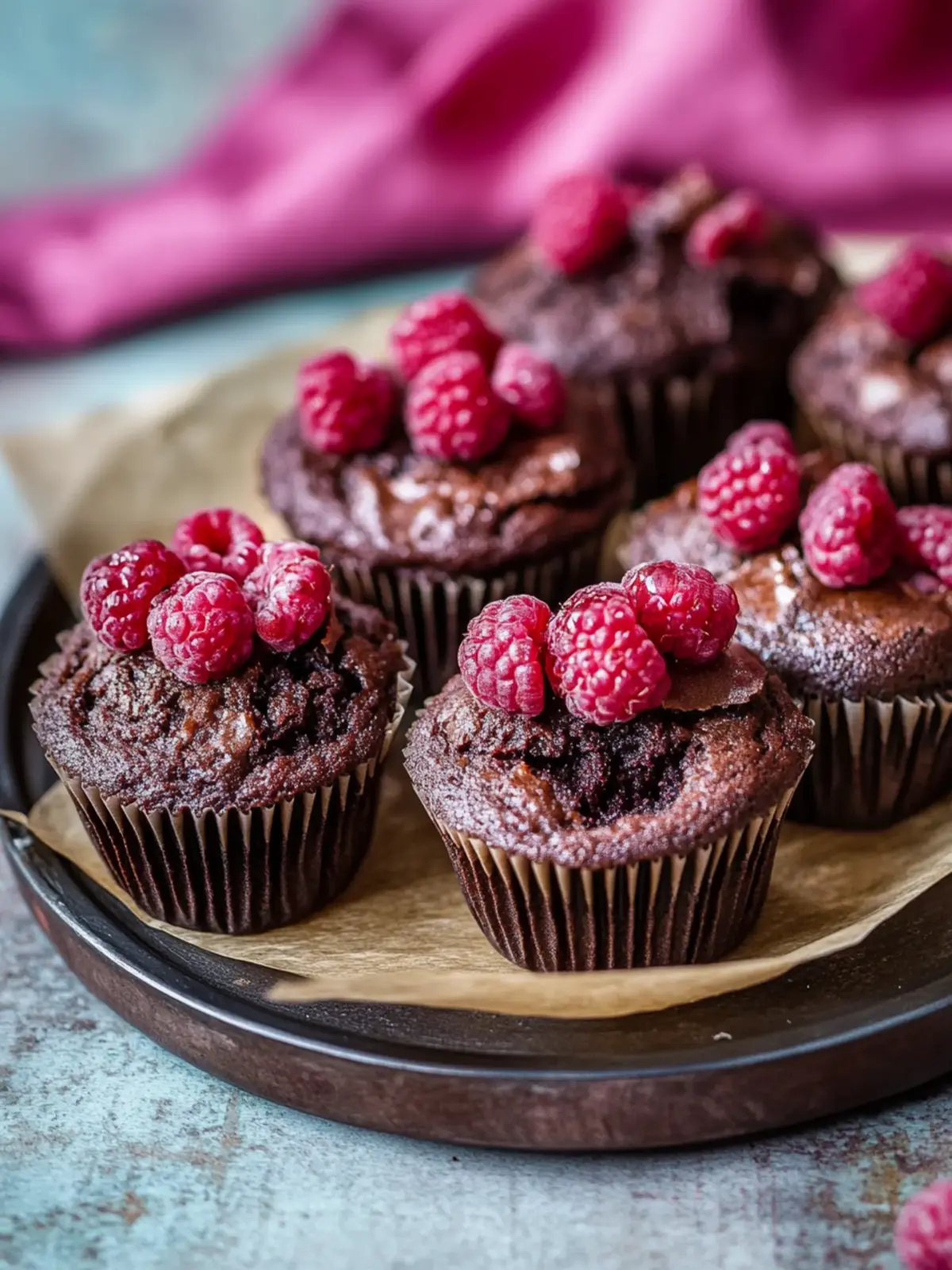 Vegane Doppel-Schokoladen-Himbeer-Muffins für süße Momente 3 Vegane Doppel-Schokoladen-Himbeer-Muffins