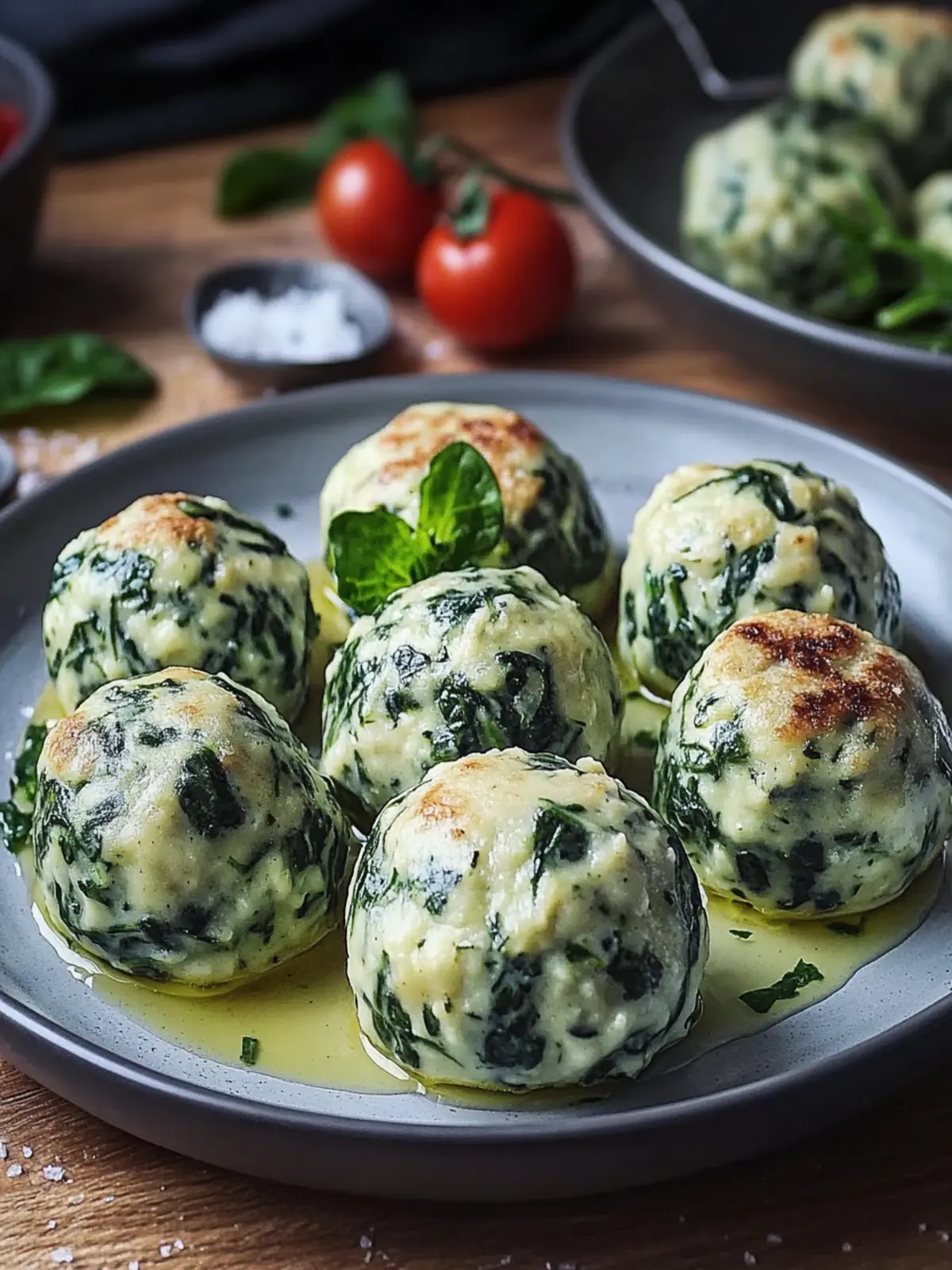 Südtiroler Spinatknödel mit Pilzrahm für den perfekten Genuss 2 Südtiroler Spinatknödel mit Pilzrahm