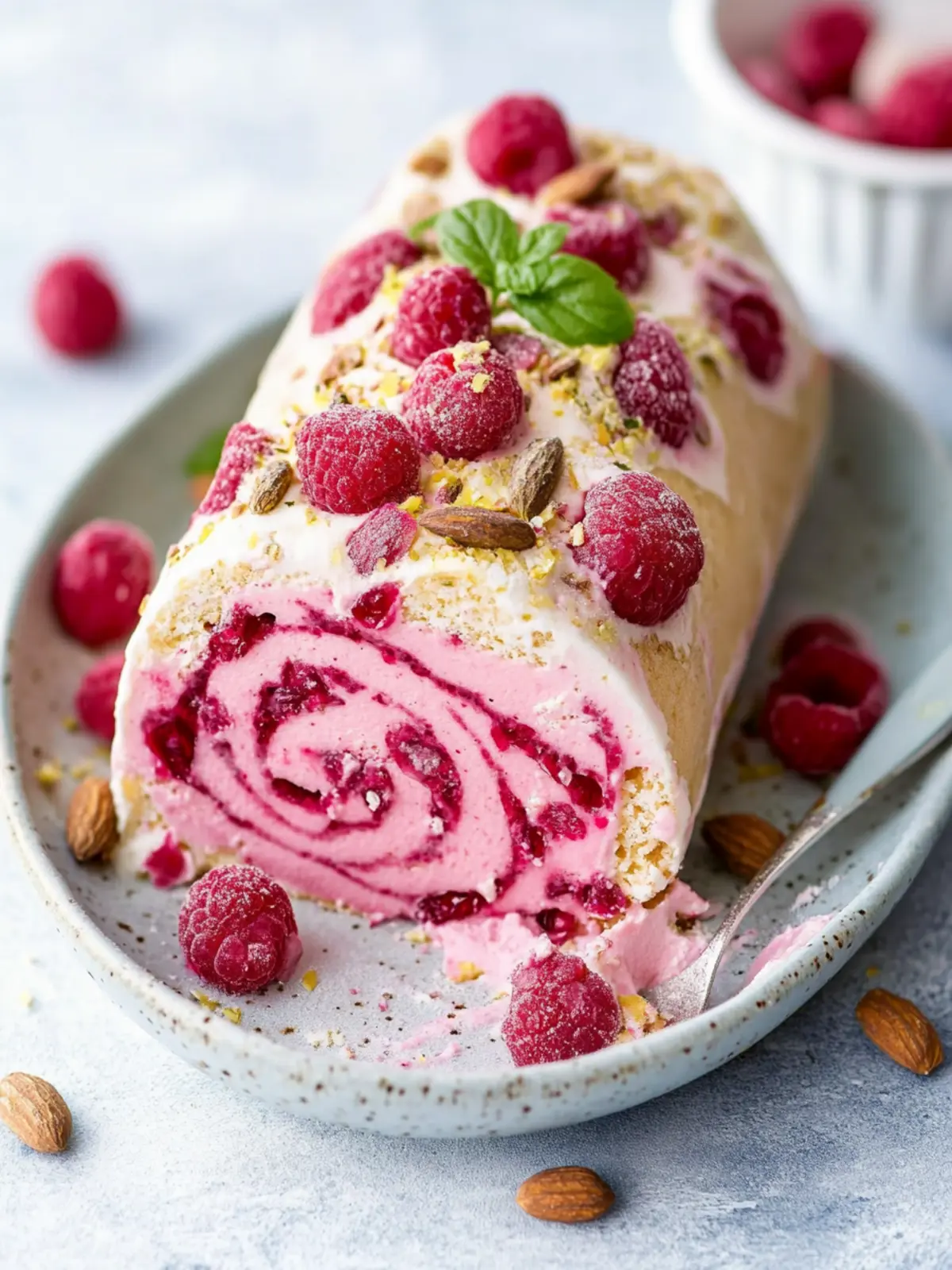 Himbeer-Pistazien-Biskuitrolle – Leichter Genuss für Feste 2 Himbeer-Pistazien-Biskuitrolle