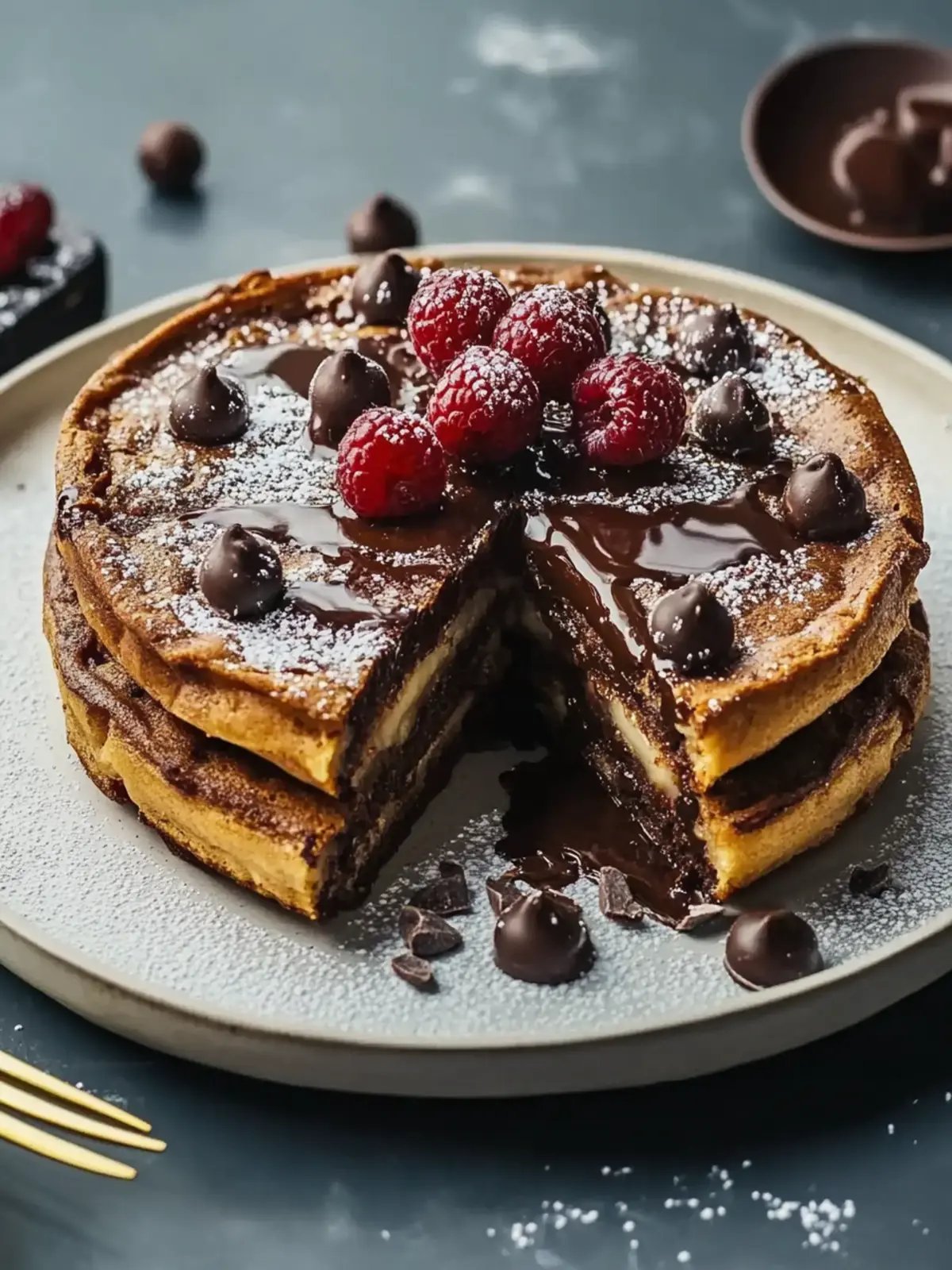 Diner-Style Schokoladenstückchen Pfannkuchen für den perfekten Frühstücksgenuss 2 Diner-Style Schokoladenstückchen Pfannkuchen