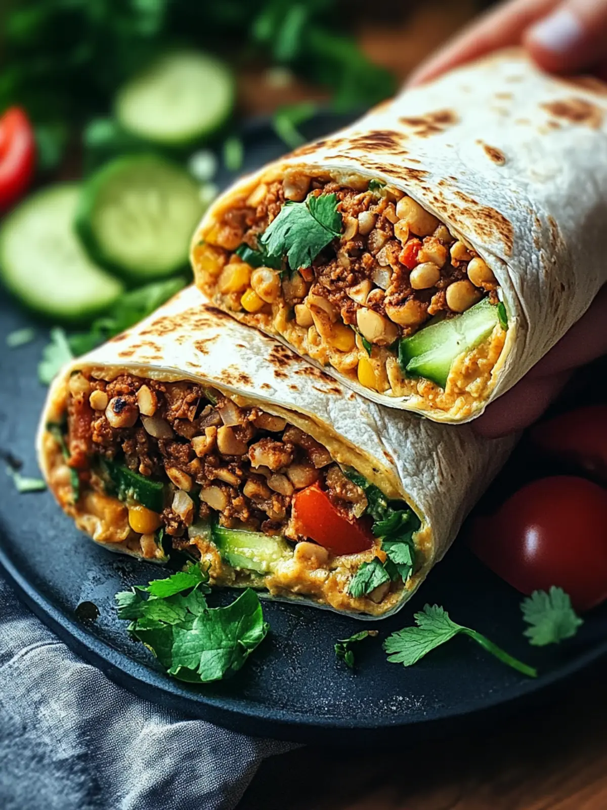 Vegetarische Burritos mit Linsen und Walnüssen für jeden Tag 3 Vegetarische Burritos mit Linsen und Walnüssen
