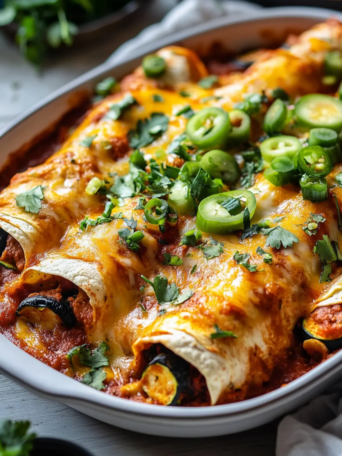 Cremige vegane Zucchini-Enchiladas mit schwarzen Bohnen genießen 4 Cremige vegane Zucchini-Enchiladas mit schwarzen Bohnen