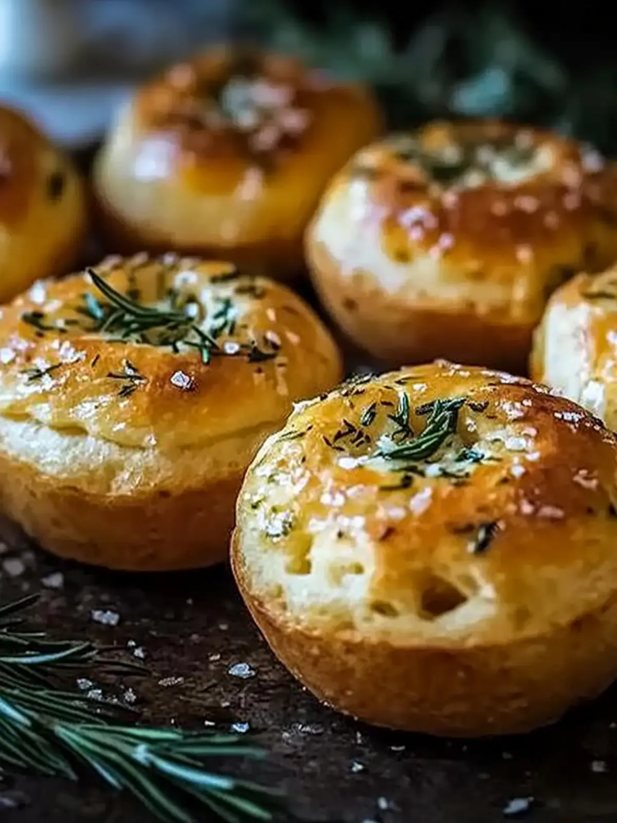 Focaccia-Muffins mit goldbrauner Kruste, Knoblauch & Rosmarin genießen 4 Focaccia-Muffins mit goldbrauner Kruste, Knoblauch und Rosmarin