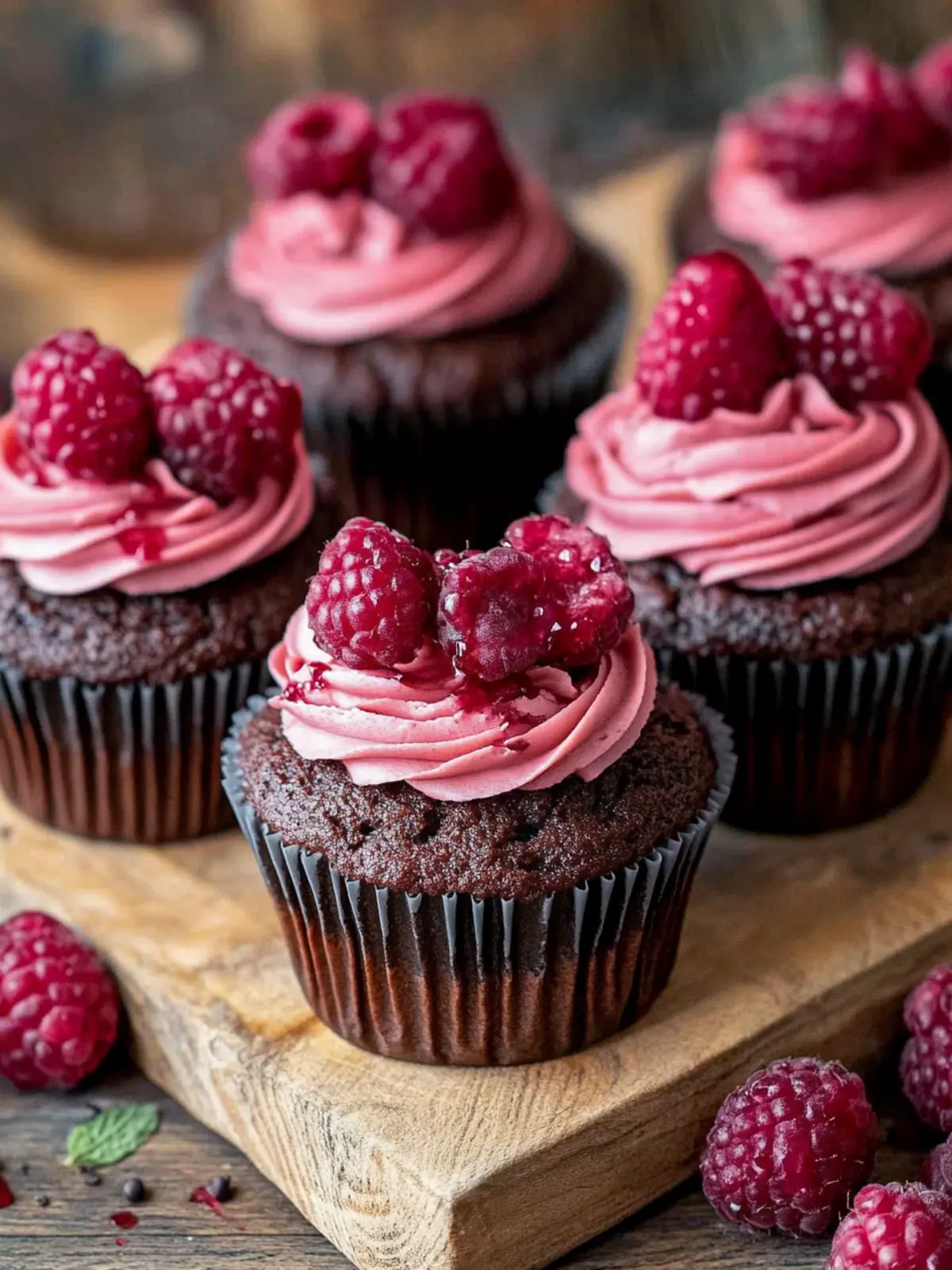 Schokoladen-Himbeer-Cupcakes mit cremiger Ganache-Füllung 3 Schokoladen-Himbeer-Cupcakes