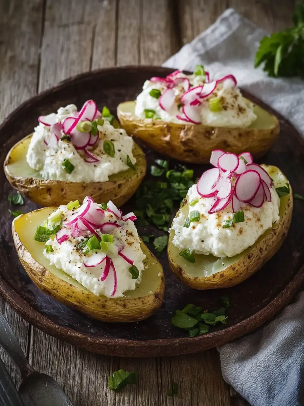 Baked Potatoes mit Radieschen-Quark – Gesund und Lecker! 4 Baked potatoes with radish curd