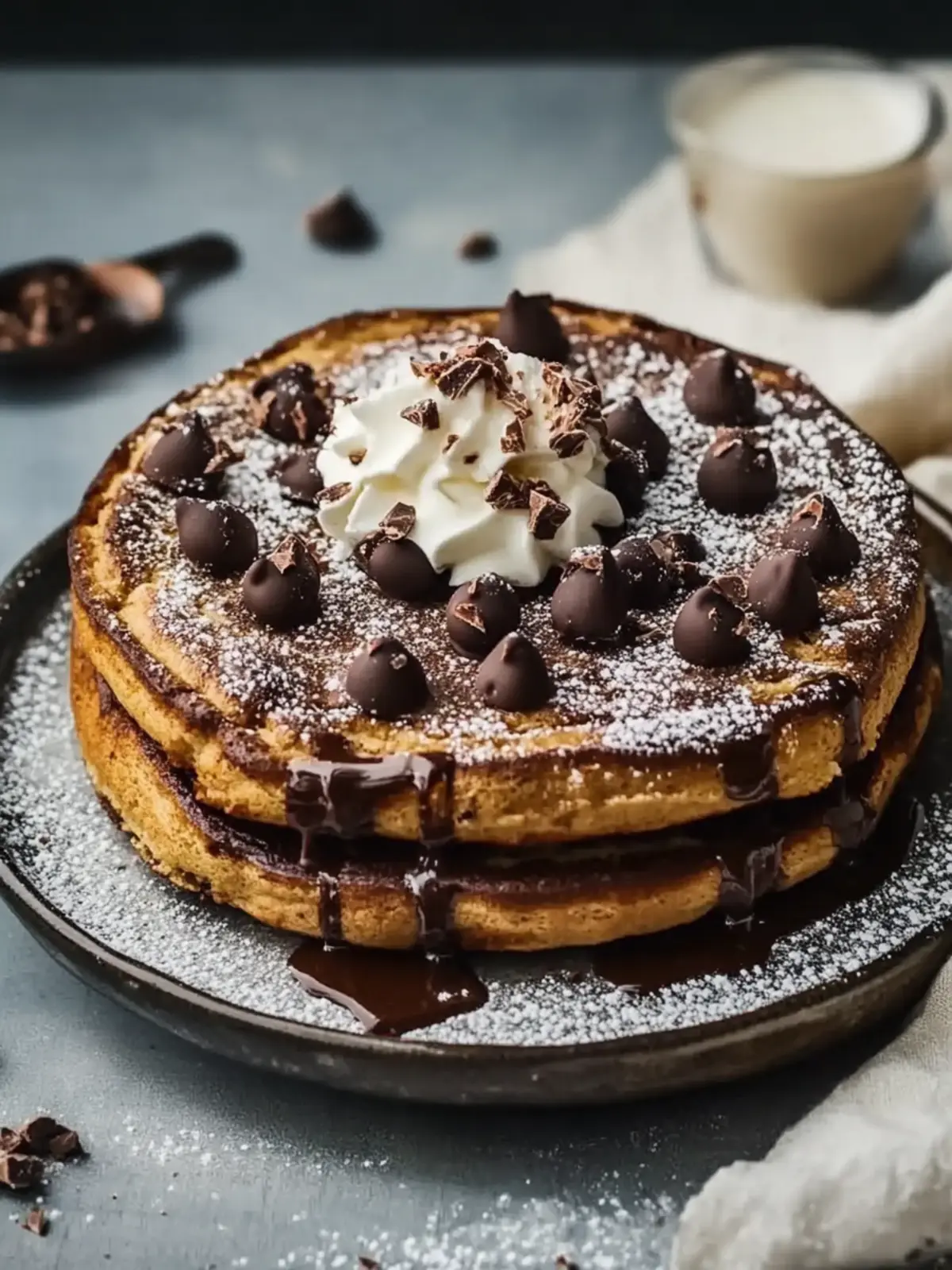 Diner-Style Schokoladenstückchen Pfannkuchen für den perfekten Frühstücksgenuss 3 Diner-Style Schokoladenstückchen Pfannkuchen