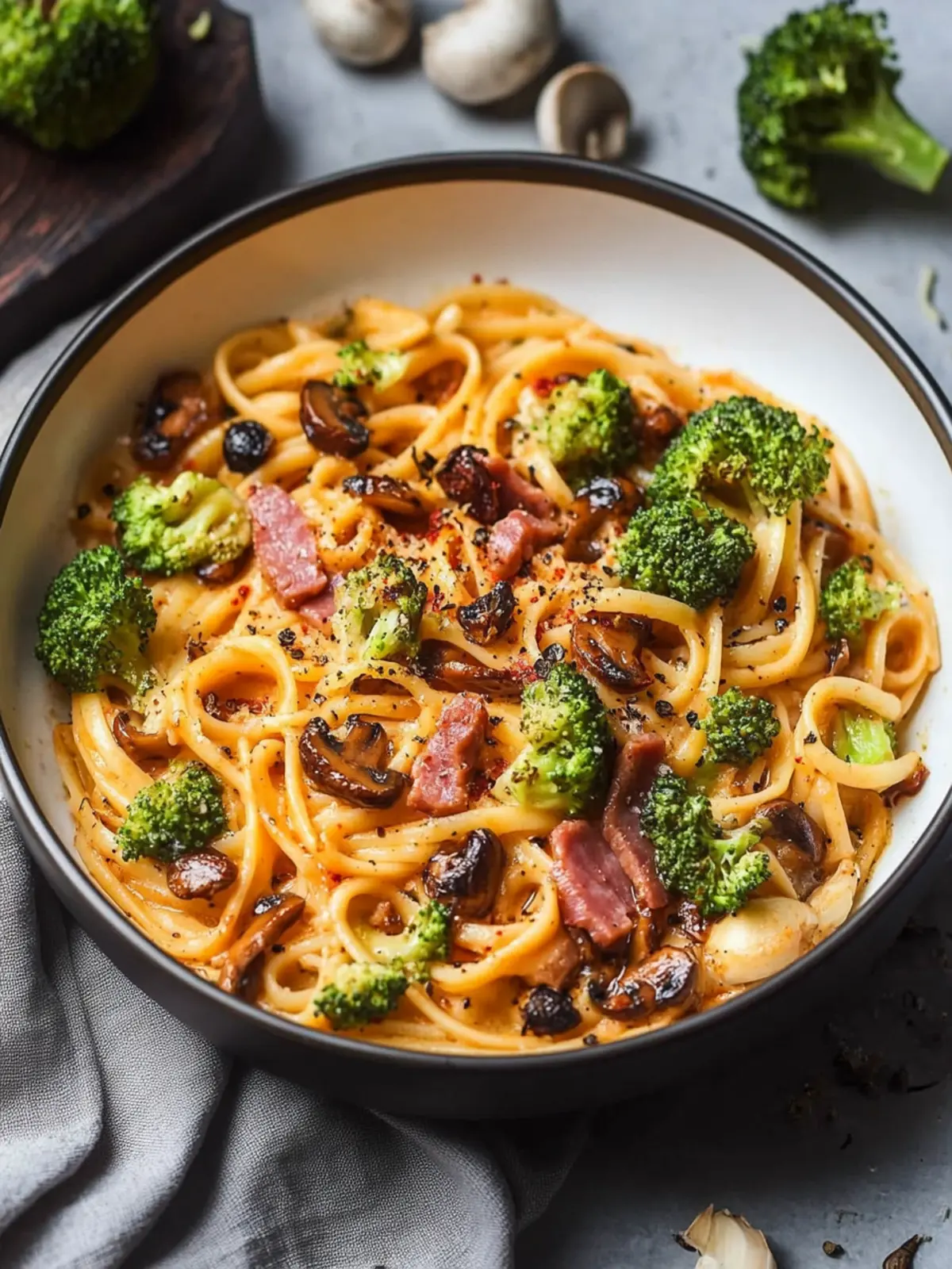 Datenacht Pasta mit Brokkoli, Speck & Champignons – Genuss pur 2 Datenacht Pasta mit Brokkoli, Speck & Champignons