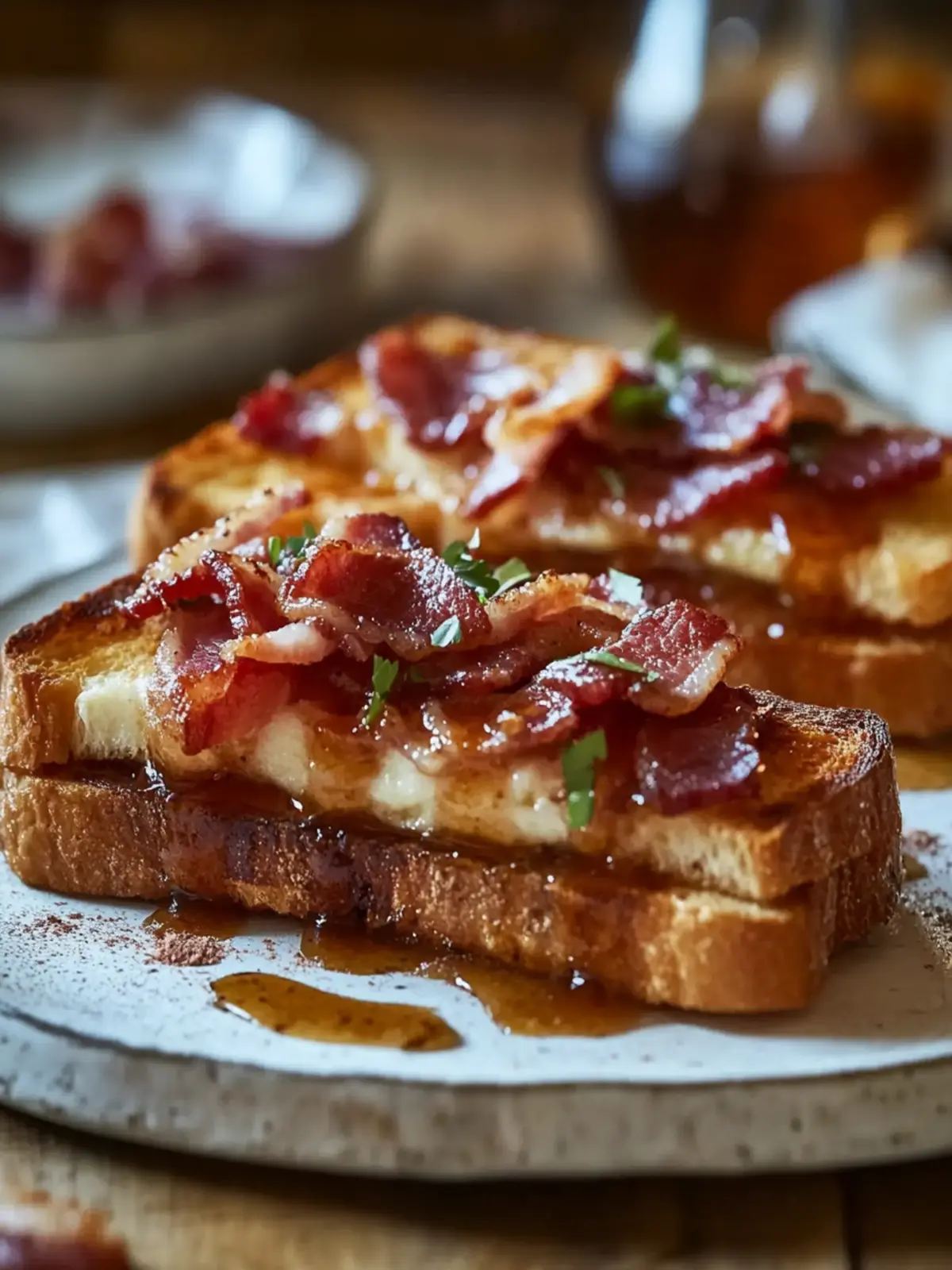 Bourbon Ahorn Speck Gefüllter Französischer Toast für Genussmomente 2 Bourbon Ahorn Speck Gefüllter Französischer Toast
