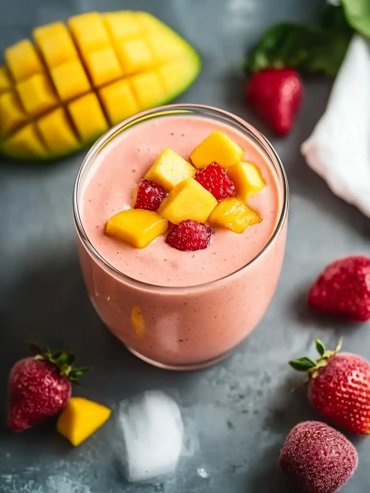 Mango Erdbeer Smoothie Schüssel – Frisch und Proteinreich genießen 2 Mango Erdbeer Smoothie Schüssel