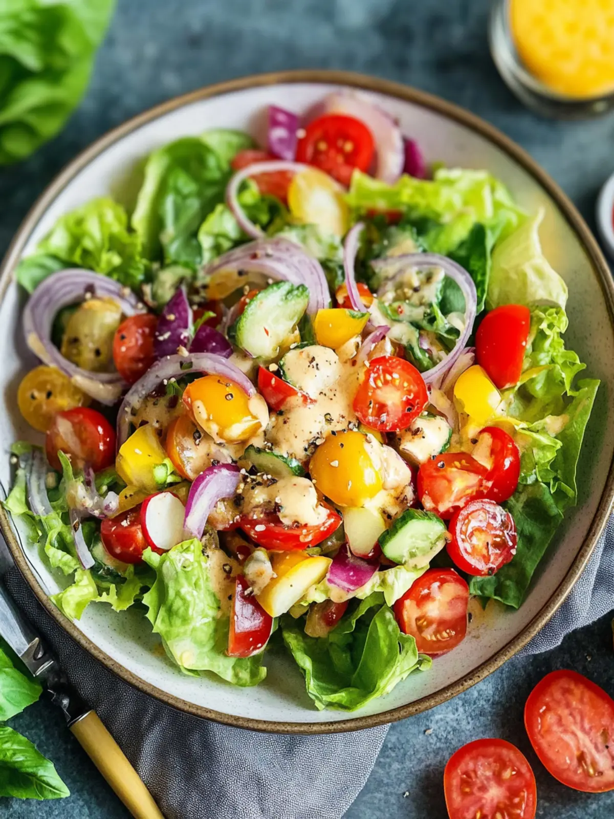 Bunter Salat mit leckerem Dressing für frische Genussmomente 3 Bunter Salat mit leckerem Dressing
