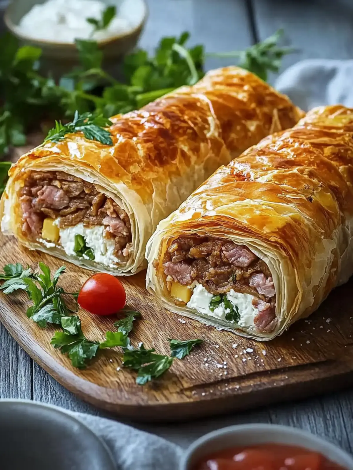 Herzhafte Blätterteigrolle mit Hackfleisch und Käse: Einfach Genießen 5 Hearty puff pastry roll with minced meat and cheese