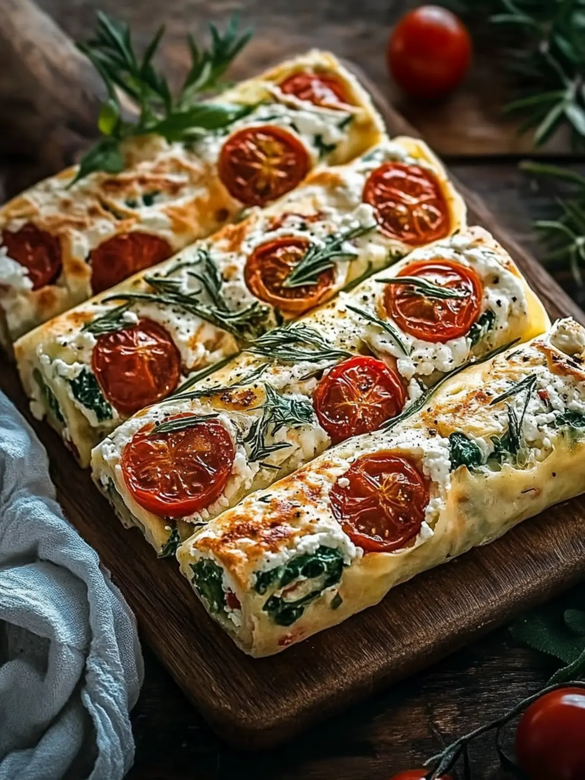 Mediterrane Feta-Röllchen mit Tomaten und Spinat Schnell & Einfach 4 Mediterrane Feta-Röllchen mit Tomaten und Spinat
