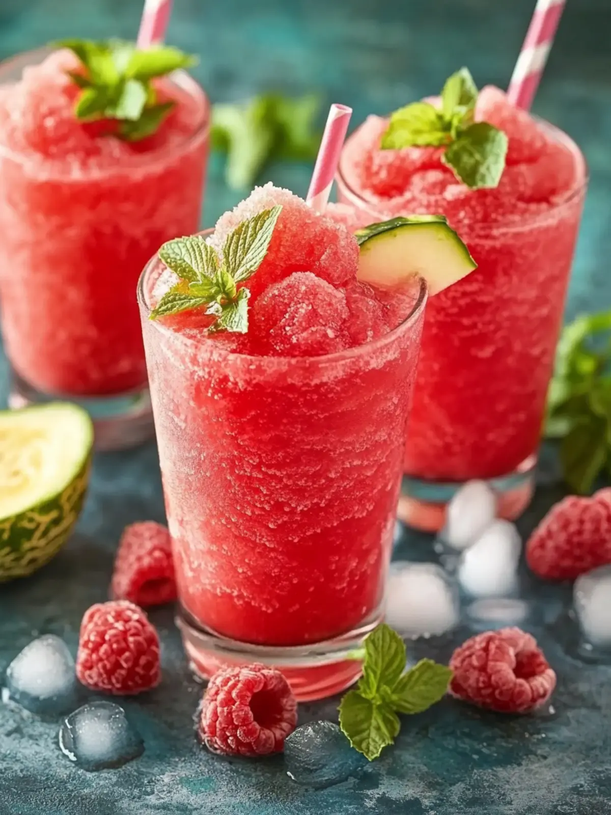 Erfrischender Melonen-Himbeer-Slush für heiße Sommertage 3 Melonen-Himbeer-Slush
