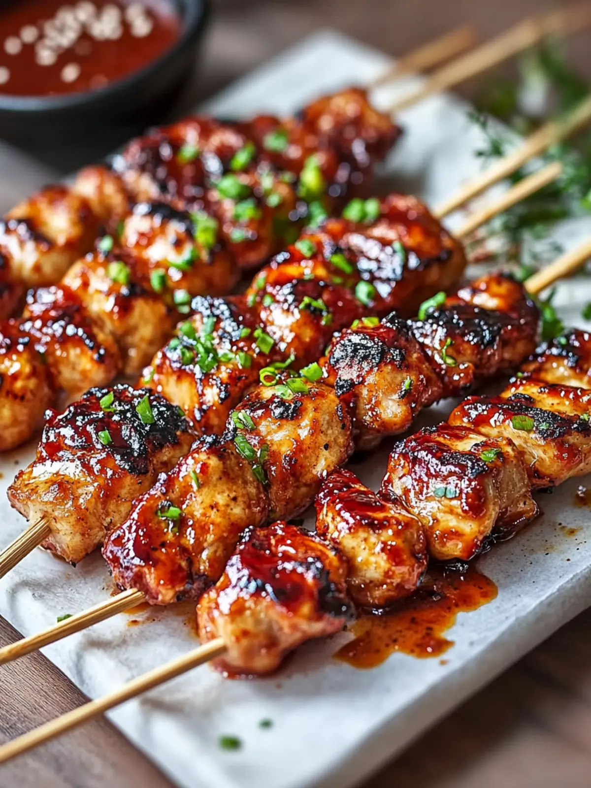 Hühnchenspieße mit koreanischer BBQ-Sauce für unvergessliche Grillabende 2 Hühnchenspieße mit koreanischer BBQ-Sauce