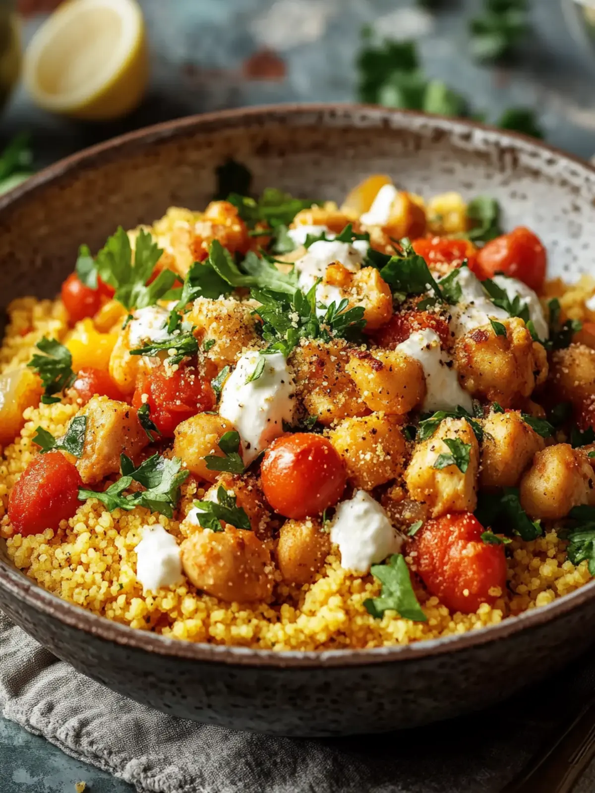 Marokkanische Hühnchen-Couscous-Schüssel: Ein Genuss aus 1001 Nacht 4 Marokkanische Hühnchen-Couscous-Schüssel