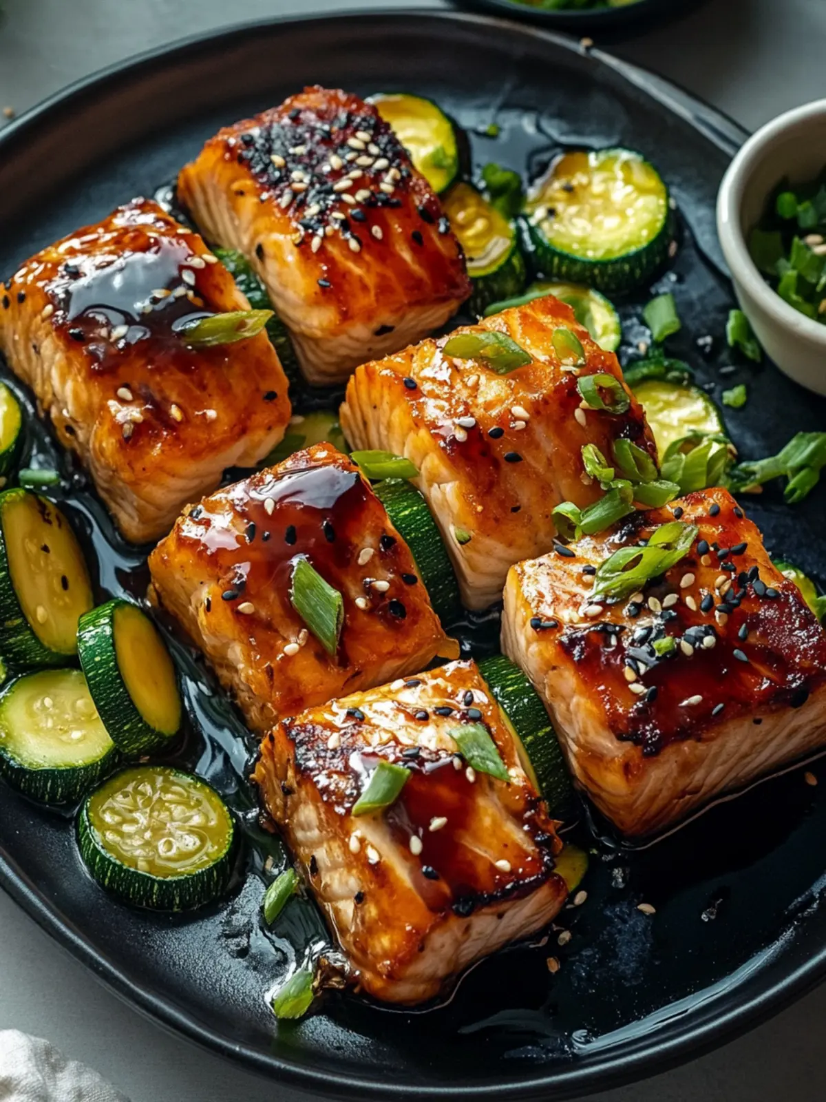 Teriyaki Lachs & Zucchini Spieße: Grillgenuss Gesund und Lecker 2 Teriyaki Lachs & Zucchini Spieße