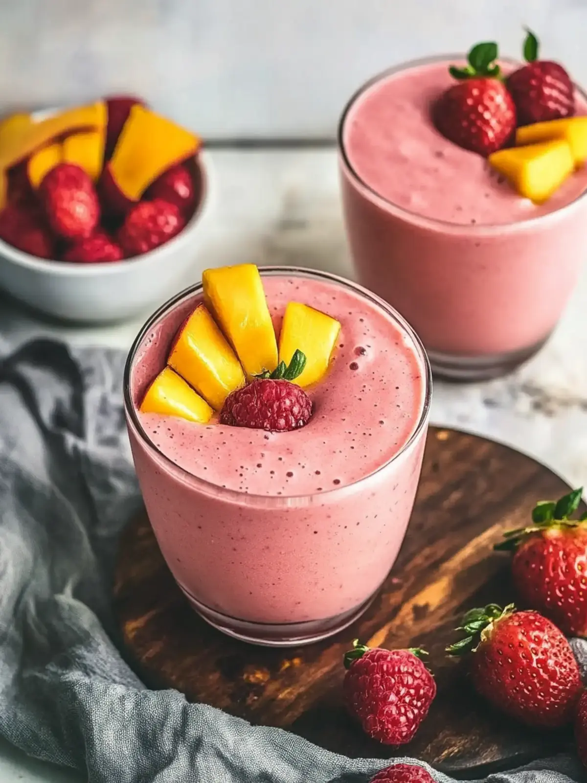 Mango Erdbeer Smoothie Schüssel – Frisch und Proteinreich genießen 4 Mango Erdbeer Smoothie Schüssel