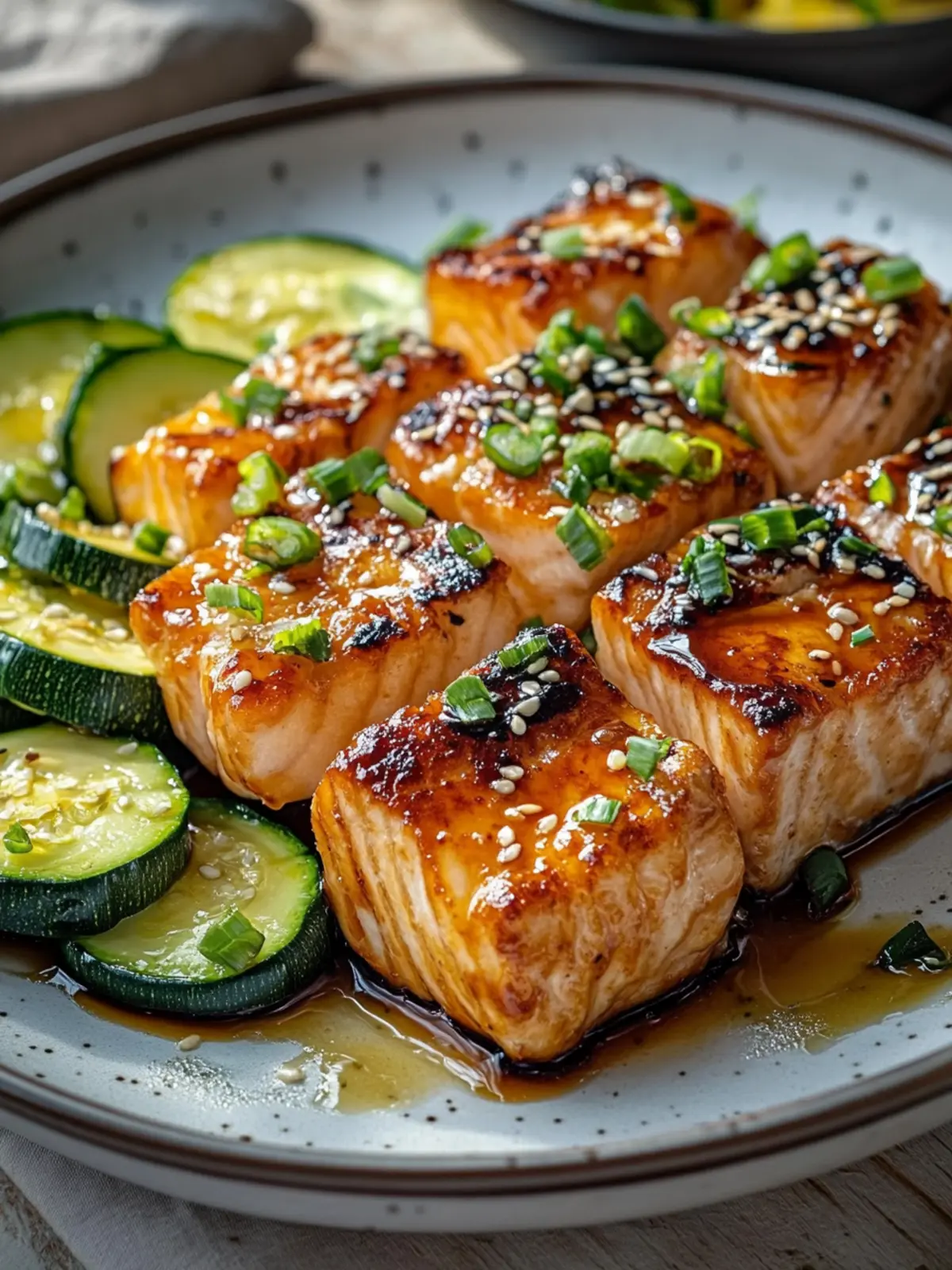 Teriyaki Lachs & Zucchini Spieße: Gesund und Lecker Grillspaß 4 Teriyaki Lachs & Zucchini Spieße