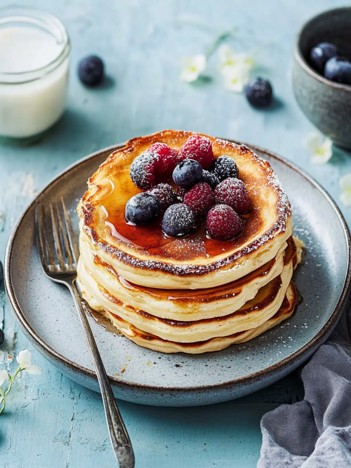 Dinkel-Joghurt-Pfannkuchen: Fluffig, gesund und schnell gemacht 2 Dinkel-Joghurt-Pfannkuchen