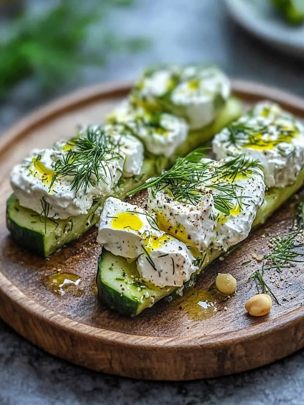 Gurken-Feta-Spieße mit Dill
