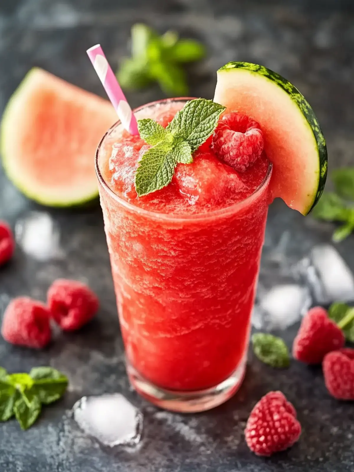 Erfrischender Melonen-Himbeer-Slush für heiße Sommertage 2 Melonen-Himbeer-Slush